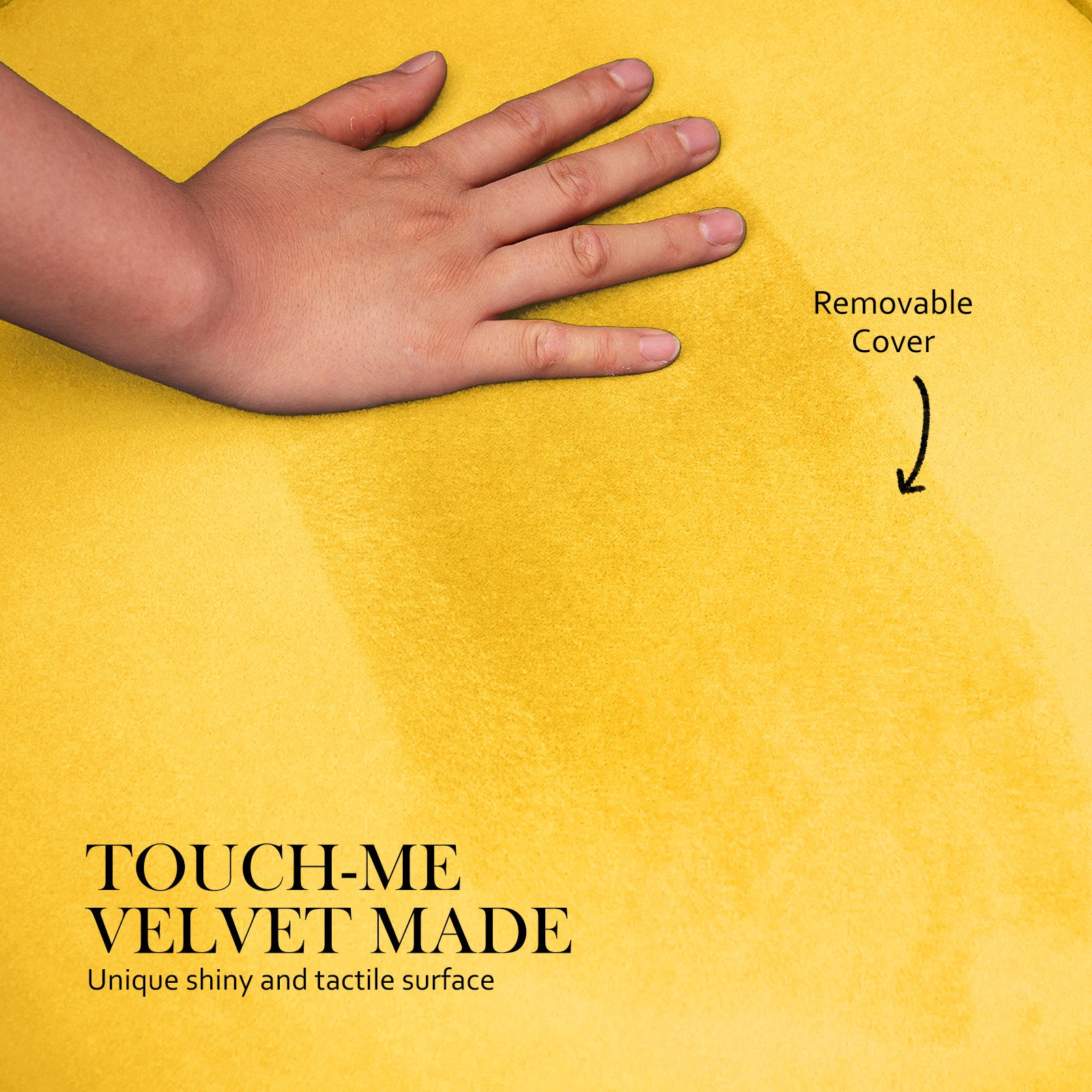 La Bella Yellow Round Ottoman Foot Stool Velvet Fabric Metal Leg-Armchairs-PEROZ Accessories