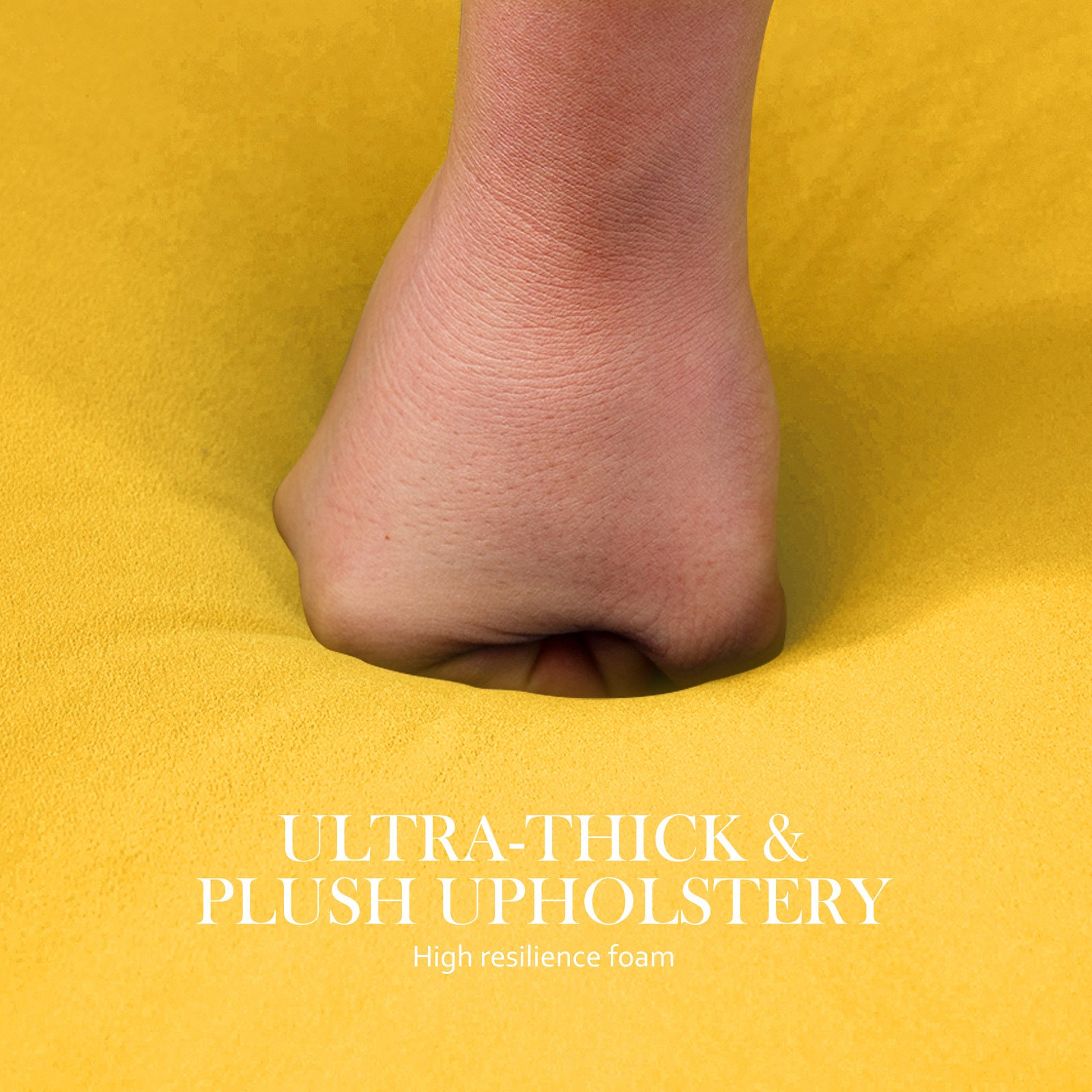 La Bella Yellow Round Ottoman Foot Stool Velvet Fabric Metal Leg-Armchairs-PEROZ Accessories