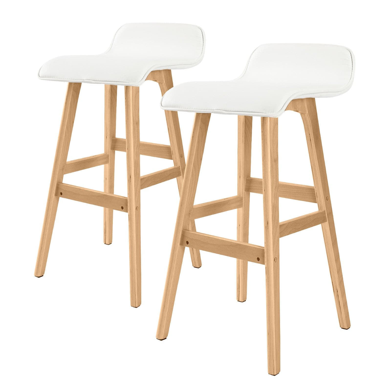 La Bella 2 Set 74cm White Wooden Bar Stool Sophia Leather-Furniture > Bar Stools & Chairs-PEROZ Accessories