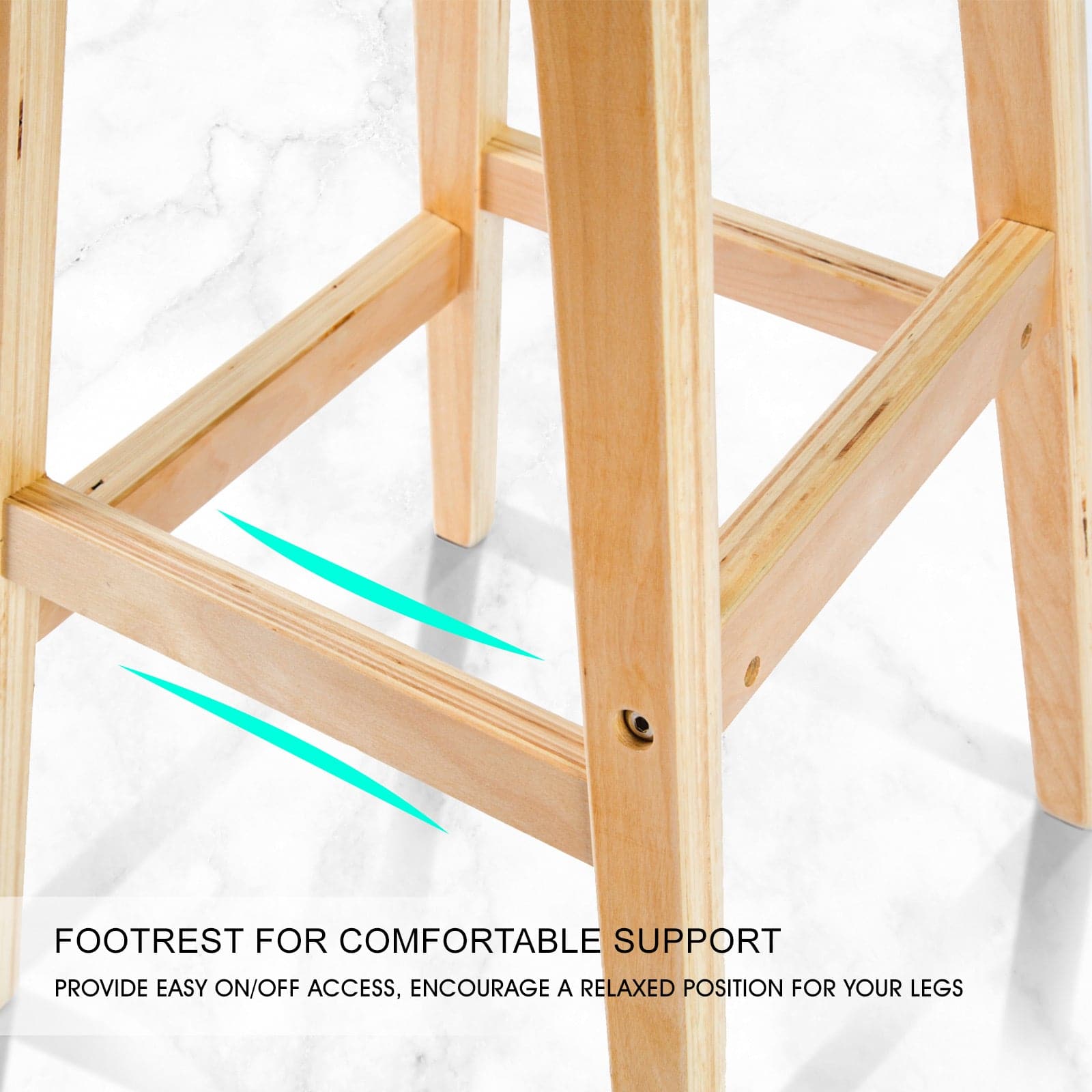 La Bella 2 Set 74cm White Wooden Bar Stool Sophia Leather-Furniture > Bar Stools & Chairs-PEROZ Accessories