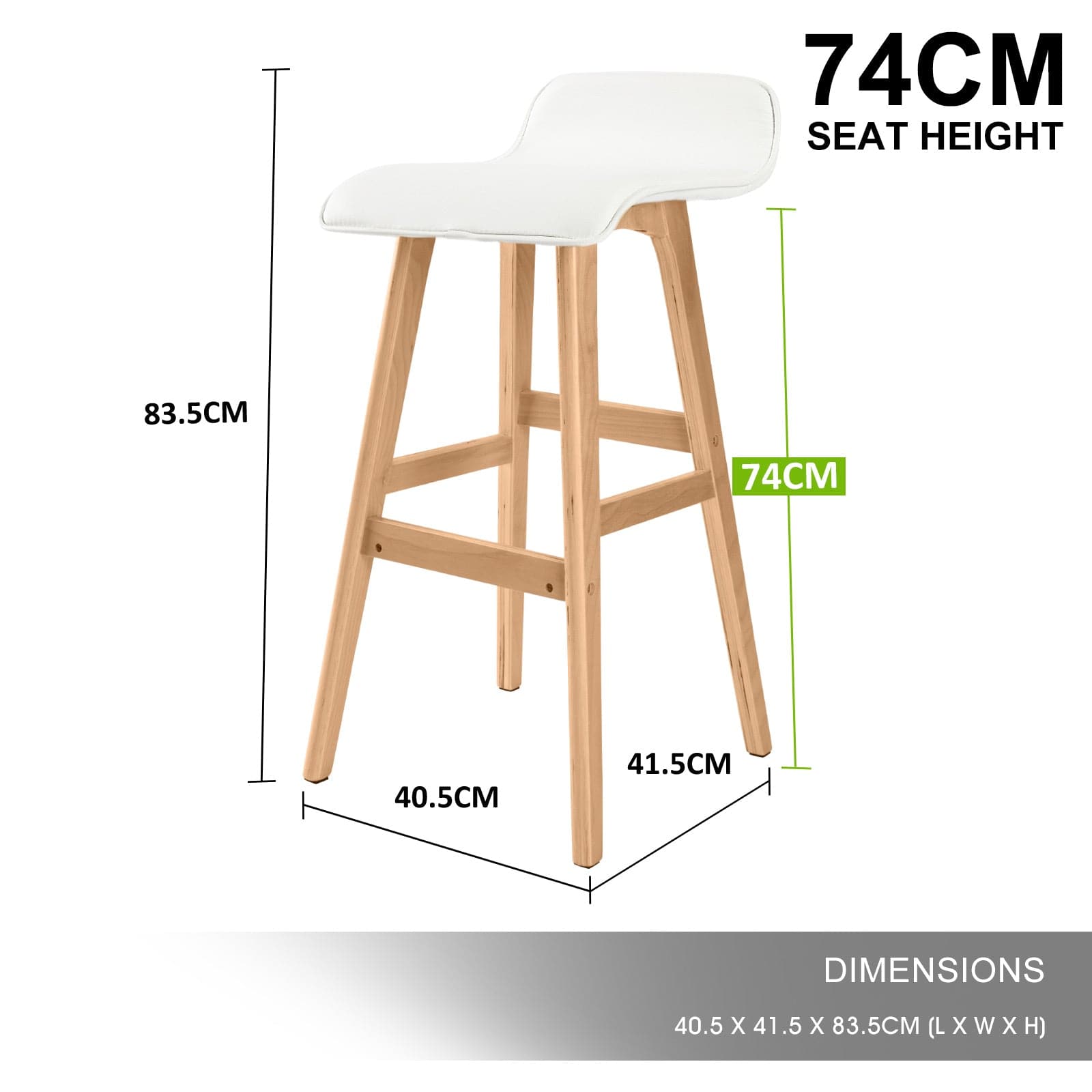 La Bella 4 Set 74cm White Wooden Bar Stool Sophia Leather-Furniture > Bar Stools & Chairs-PEROZ Accessories