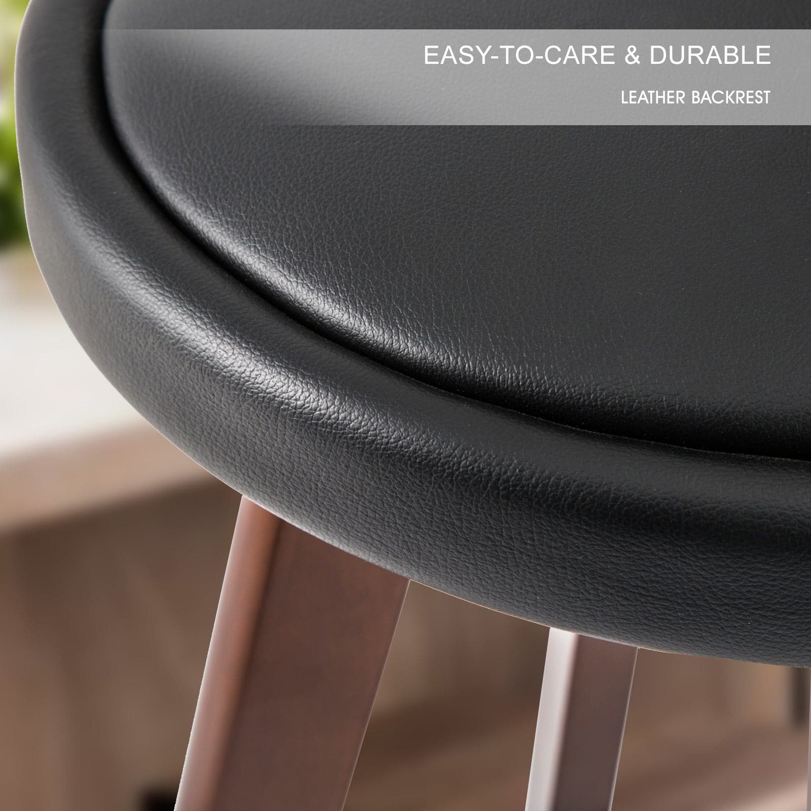 La Bella 4 Set 72cm Black Brown Wooden Bar Stool Leila Leather-Furniture > Bar Stools & Chairs-PEROZ Accessories