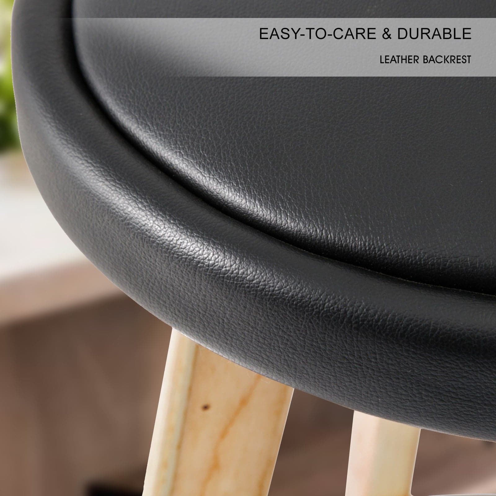 La Bella 4 Set 72cm Black Wooden Bar Stool Leila Leather-Furniture > Bar Stools & Chairs-PEROZ Accessories