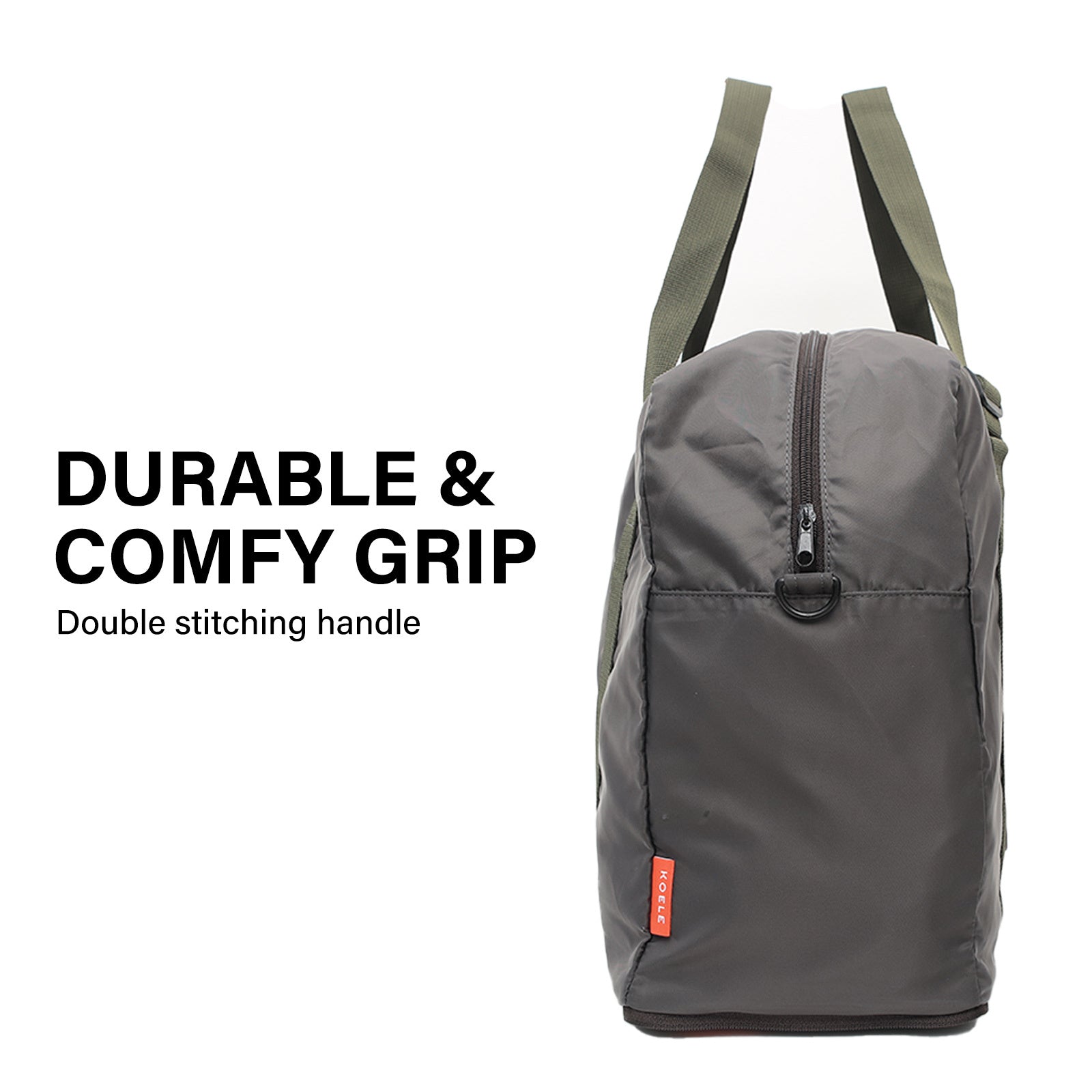 KOELE Khaki Shopper Bag Travel Duffle Bag Foldable Laptop Luggage KO-BOSTON-Duffle Bags-PEROZ Accessories