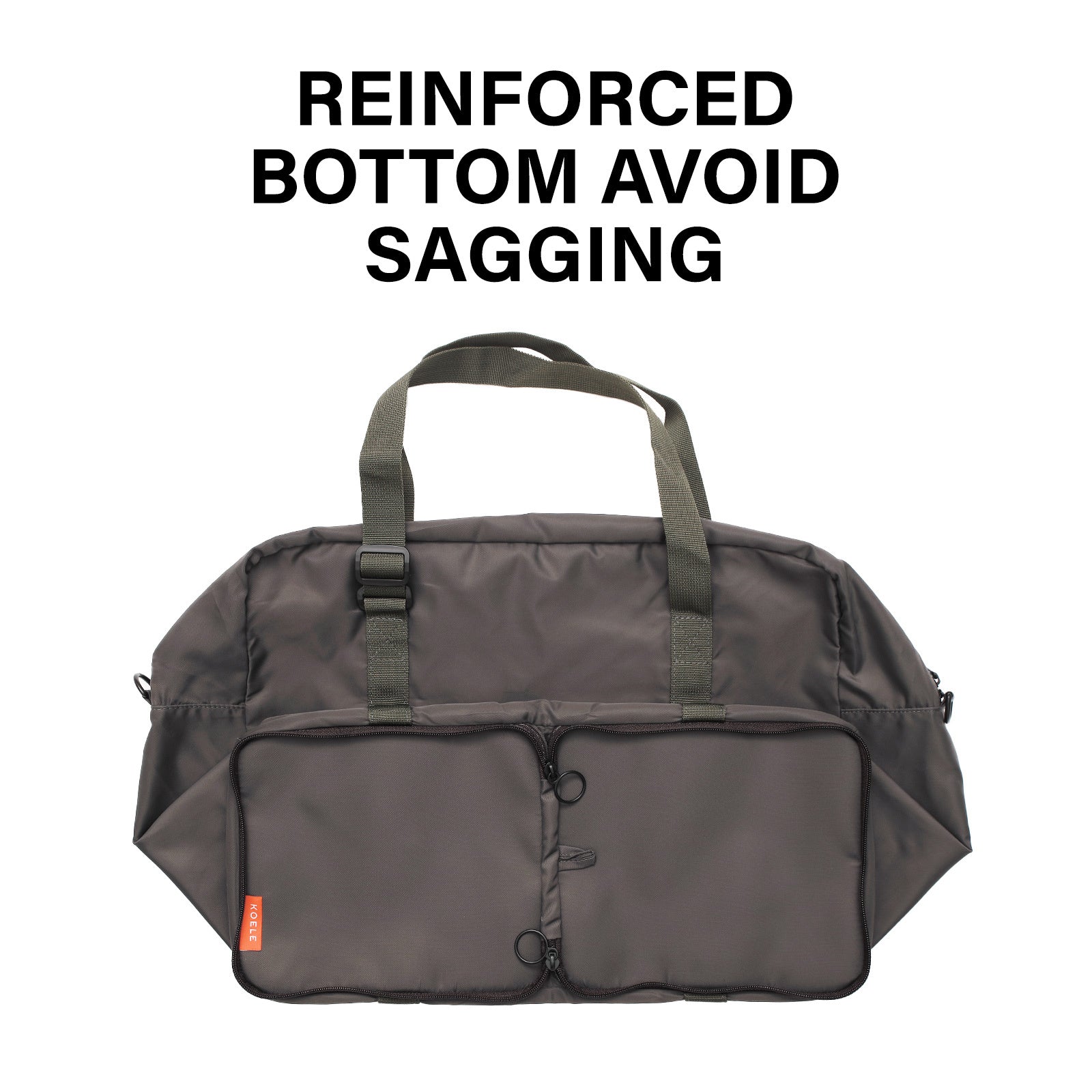 KOELE Khaki Shopper Bag Travel Duffle Bag Foldable Laptop Luggage KO-BOSTON-Duffle Bags-PEROZ Accessories