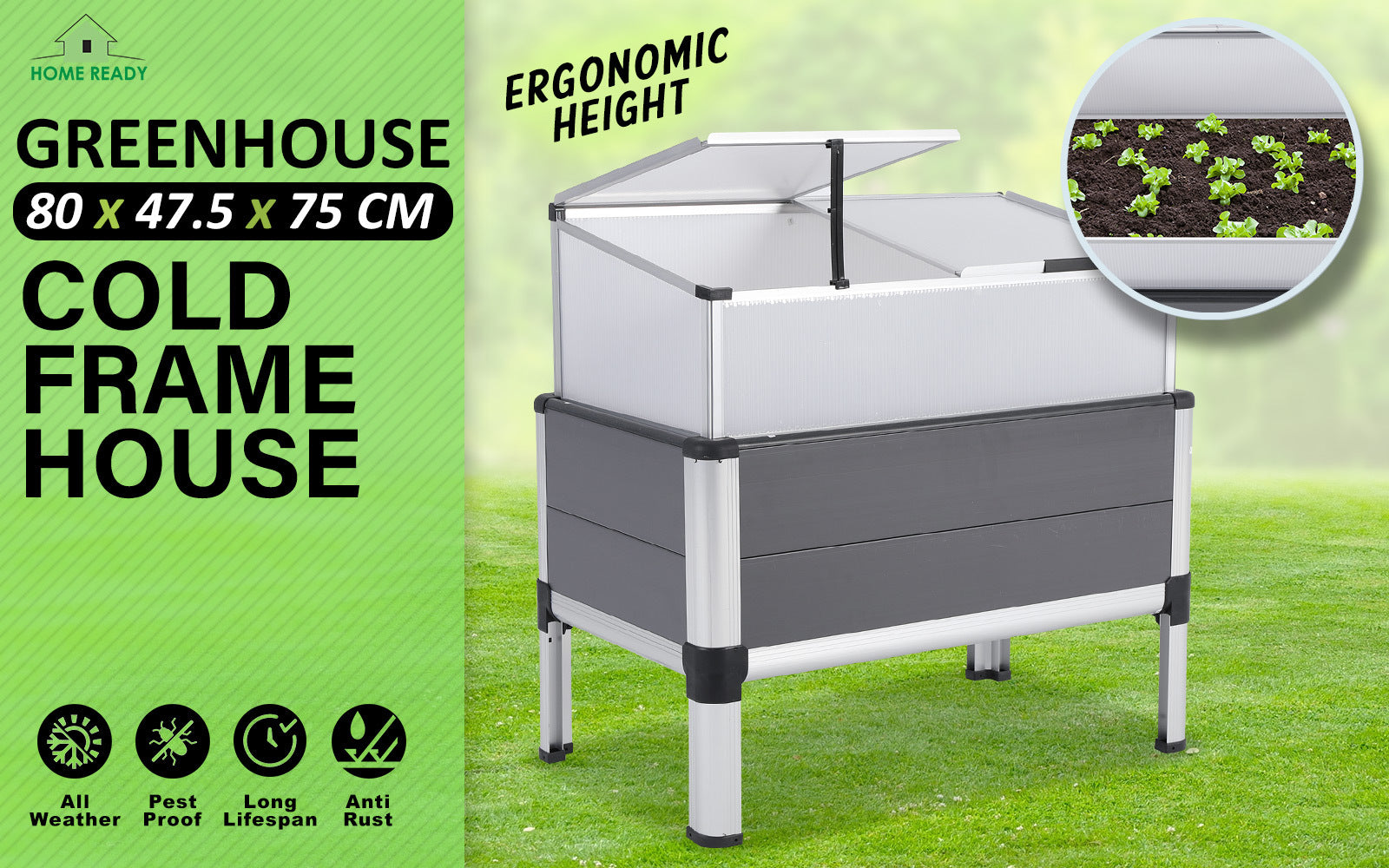 Home Ready Cold Frame Greenhouse Cover Raised Garden Bed Stand Planter-Home & Garden > Garden Beds-PEROZ Accessories