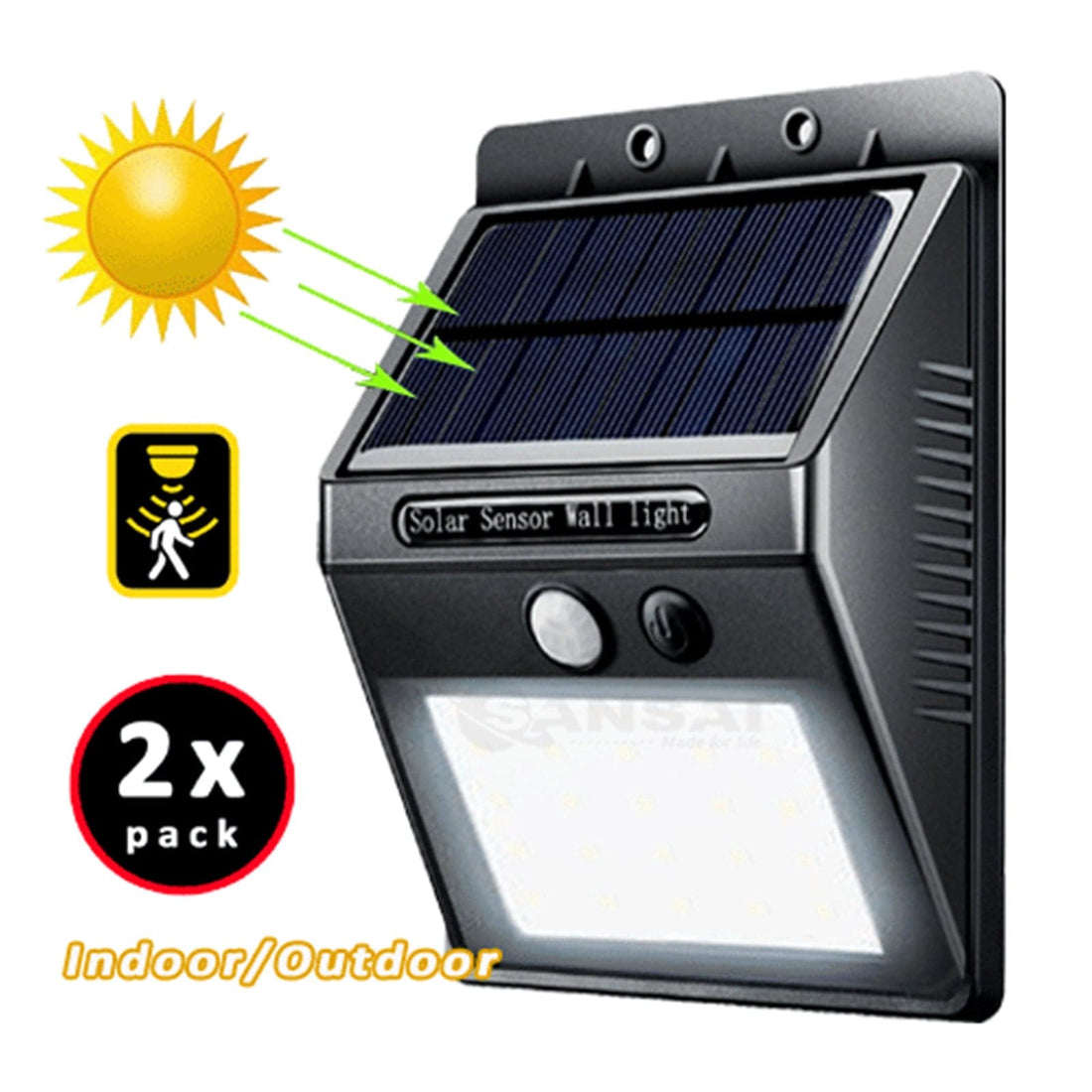 2X Sansai Solar Sensor LED Light Outdoor PIR Motion Wall Lights Waterproof-Home &amp; Garden &gt; Garden Lights-PEROZ Accessories