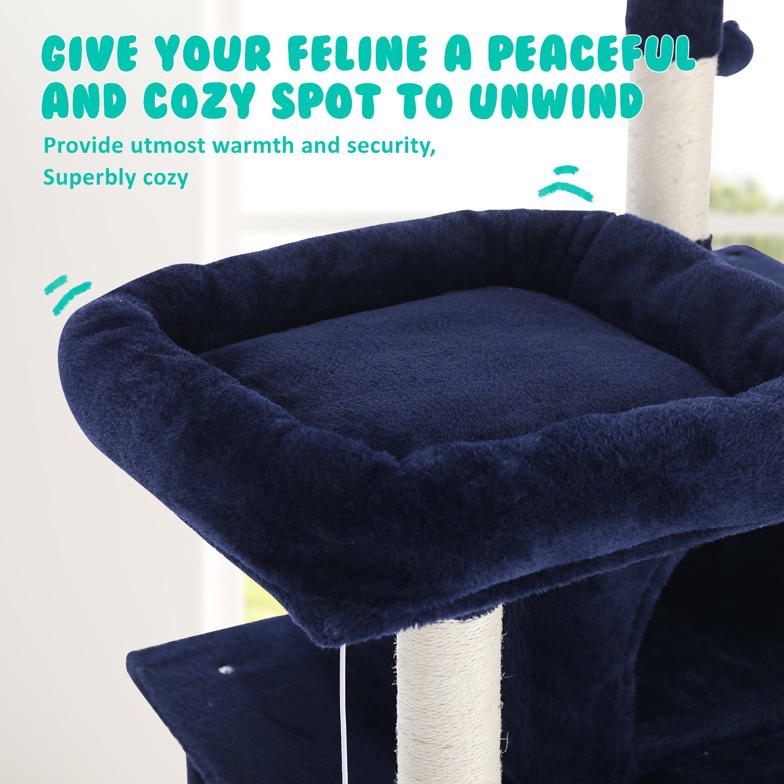 Paw Mate 145cm Blue Cat Tree WHISKY Sisal Scratching Post Scratcher Pole Condo House Tower-Pet Care > Cat Supplies-PEROZ Accessories