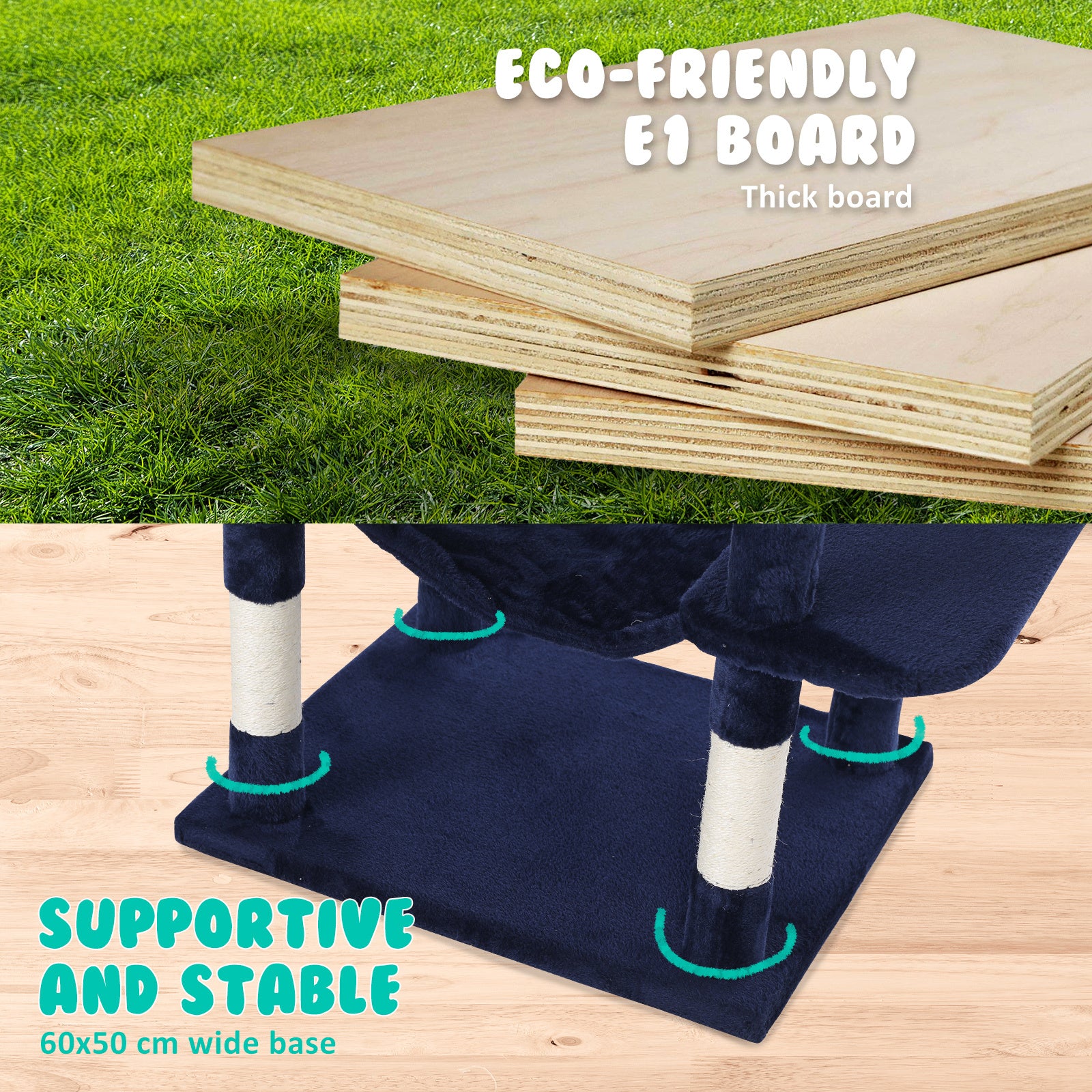 Paw Mate 145cm Blue Cat Tree WHISKY Sisal Scratching Post Scratcher Pole Condo House Tower-Pet Care > Cat Supplies-PEROZ Accessories