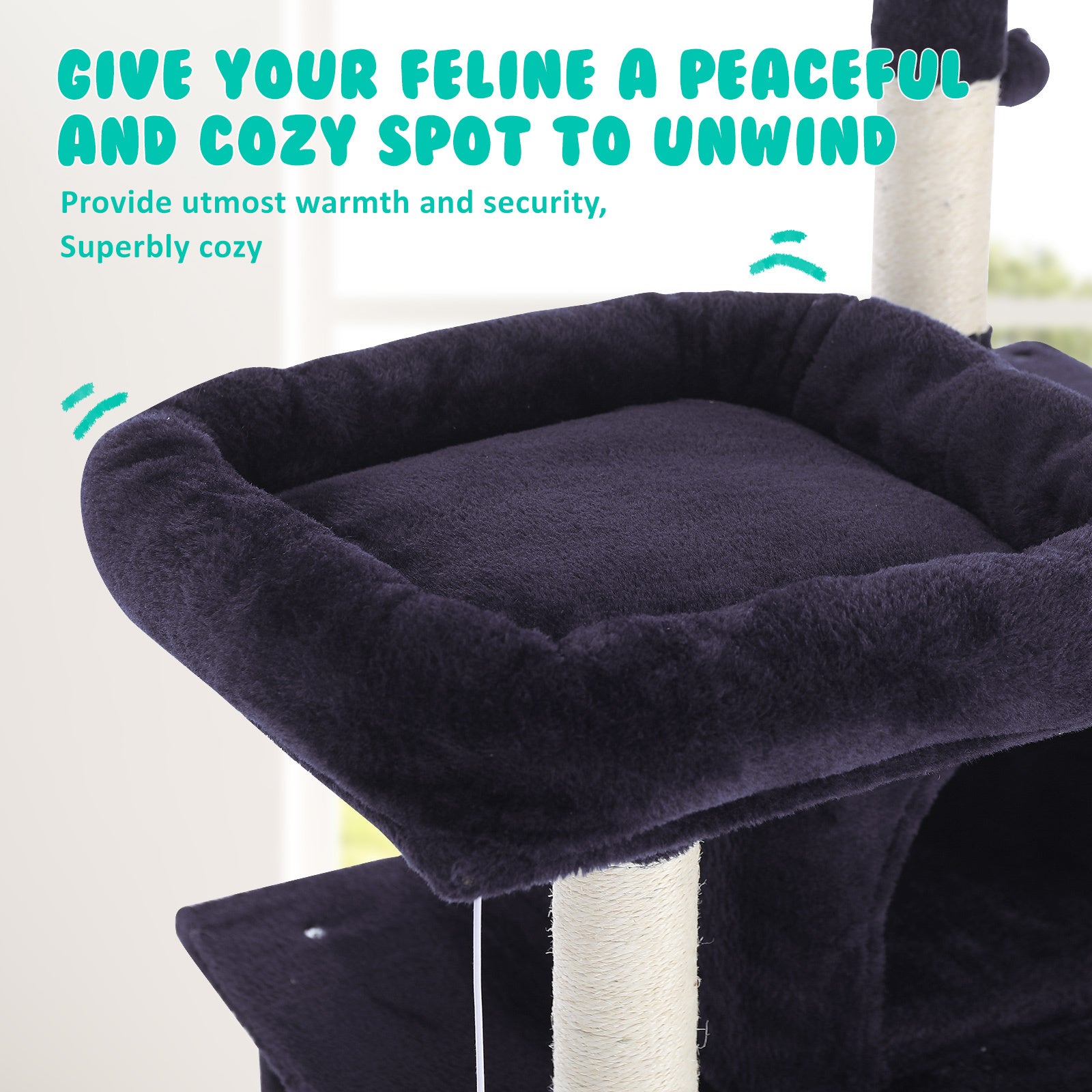 Paw Mate 145cm Grey Cat Tree WHISKY Sisal Scratching Post Scratcher Pole Condo House Tower-Pet Care > Cat Supplies-PEROZ Accessories