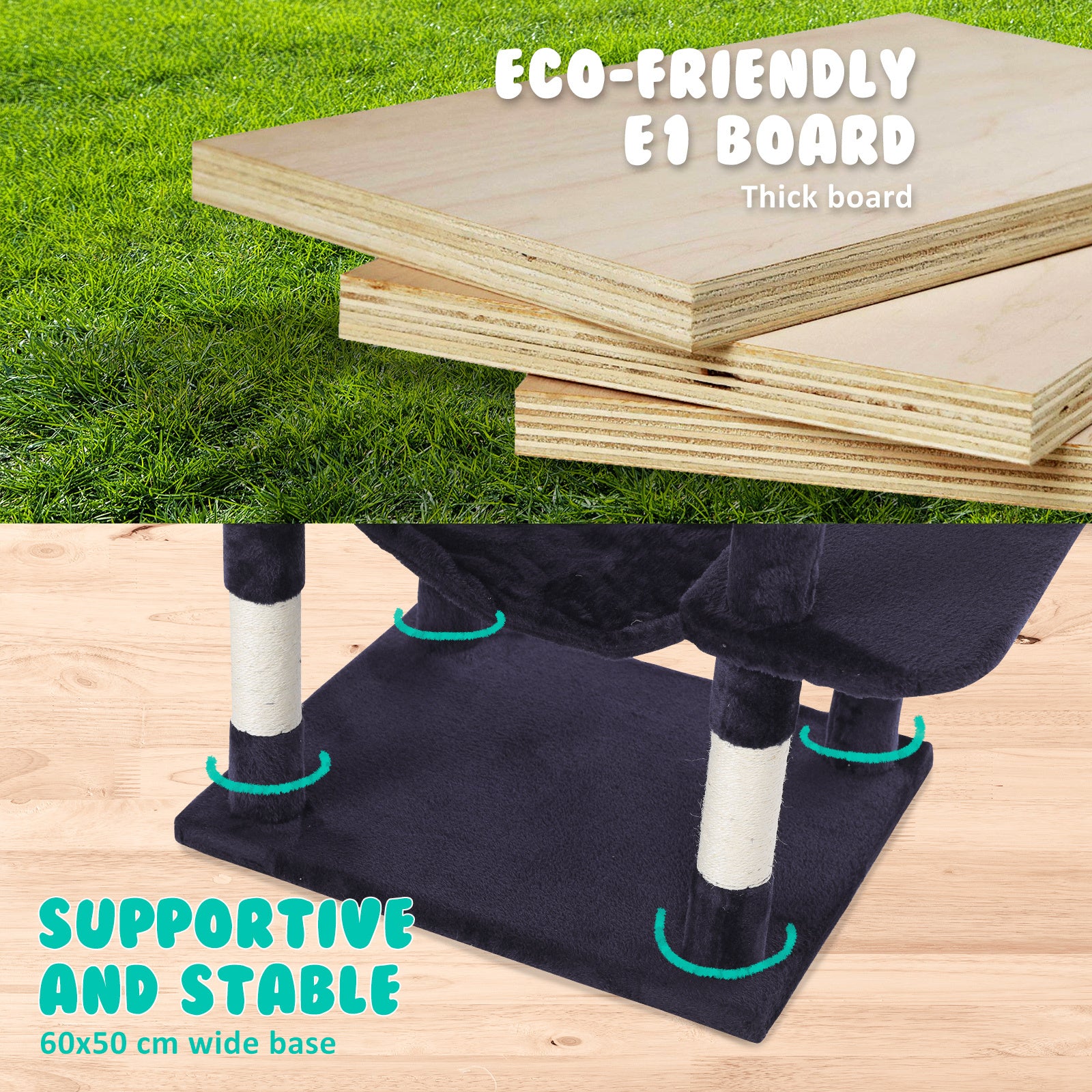 Paw Mate 145cm Grey Cat Tree WHISKY Sisal Scratching Post Scratcher Pole Condo House Tower-Pet Care > Cat Supplies-PEROZ Accessories