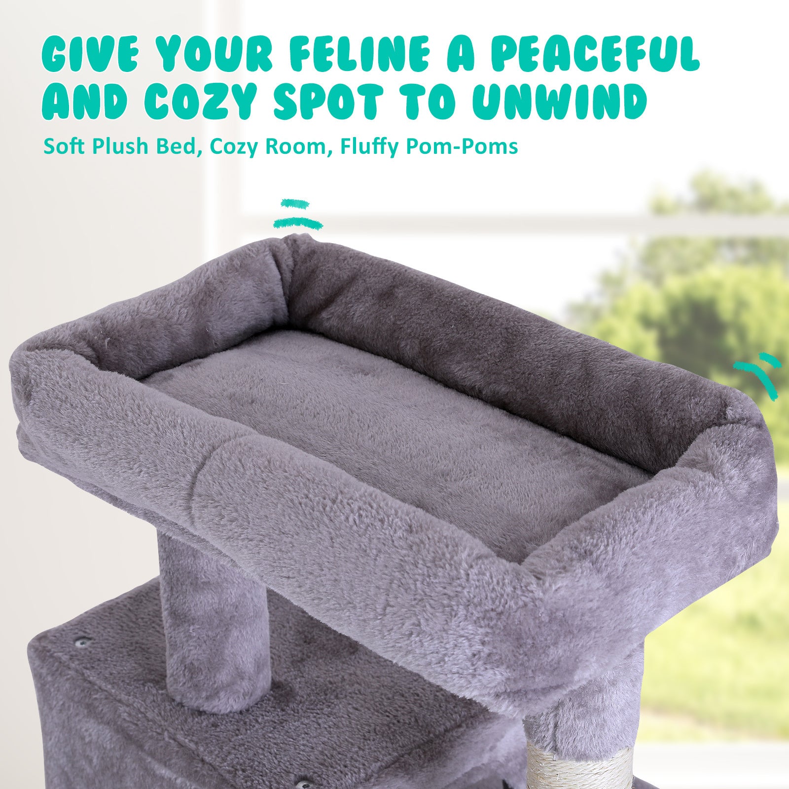 Paw Mate 143cm Grey Cat Tree CATOPIA Sisal Scratching Post Scratcher Pole Condo House Tower-Pet Care > Cat Supplies-PEROZ Accessories
