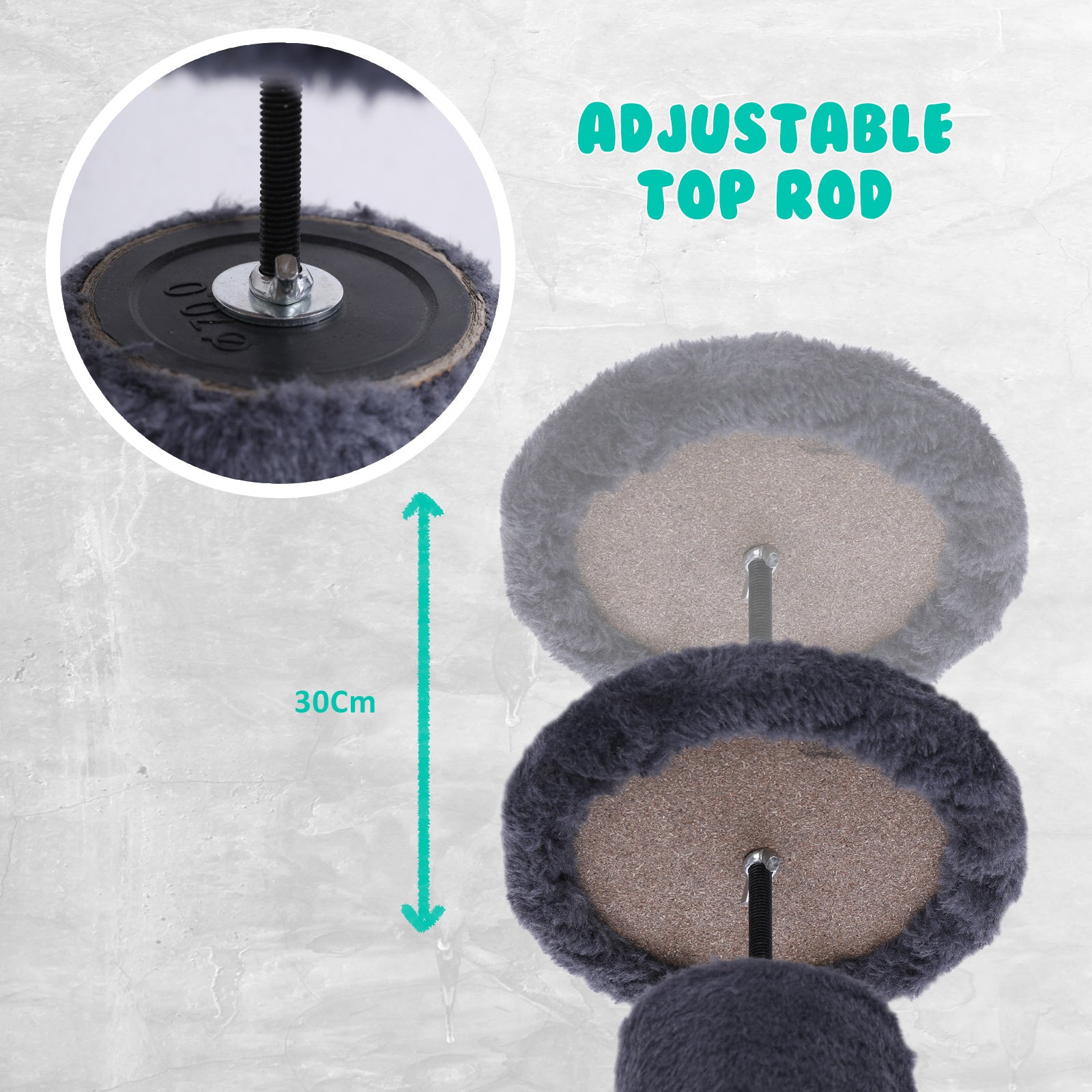 Paw Mate 278cm Grey Cat Tree PILLAR Scratcher Adjustable Floor to Ceiling Condo Tower-Pet Care > Cat Supplies-PEROZ Accessories