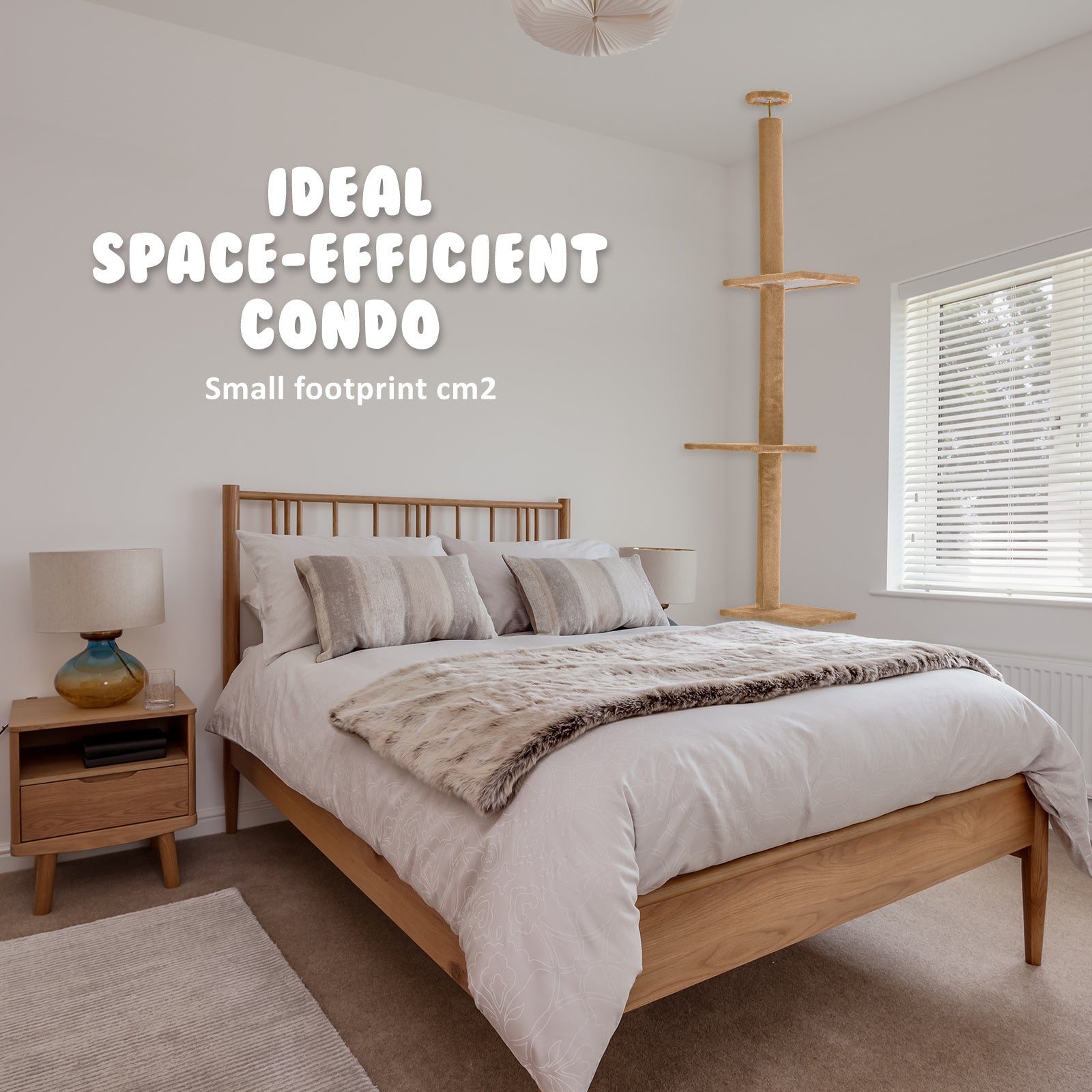 Paw Mate 278cm Brown Cat Tree PILLAR Scratcher Adjustable Floor to Ceiling Condo Tower-Pet Care > Cat Supplies-PEROZ Accessories