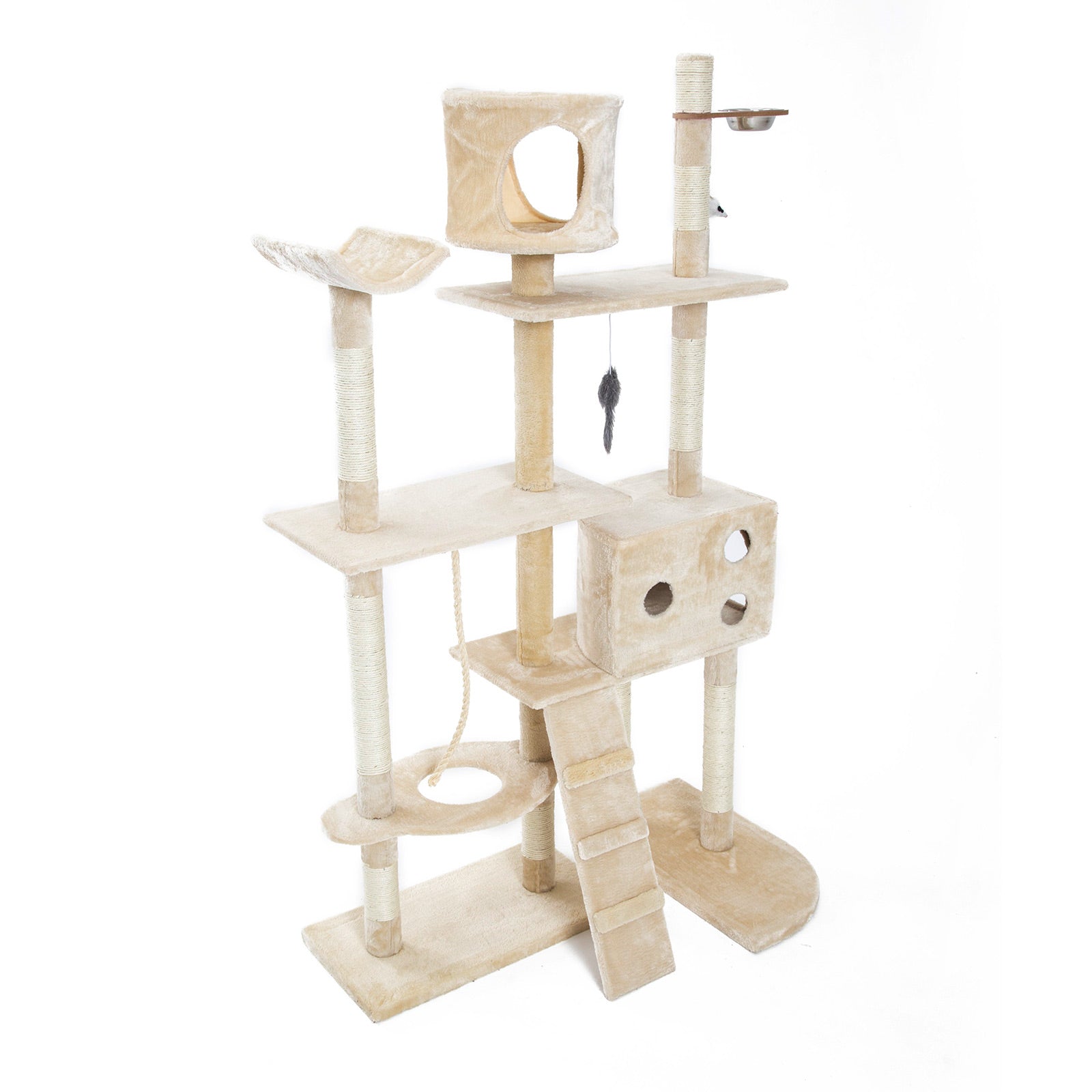 Paw Mate 170cm Beige Cat Tree Danie Multi Level Scratcher-Cat Trees-PEROZ Accessories