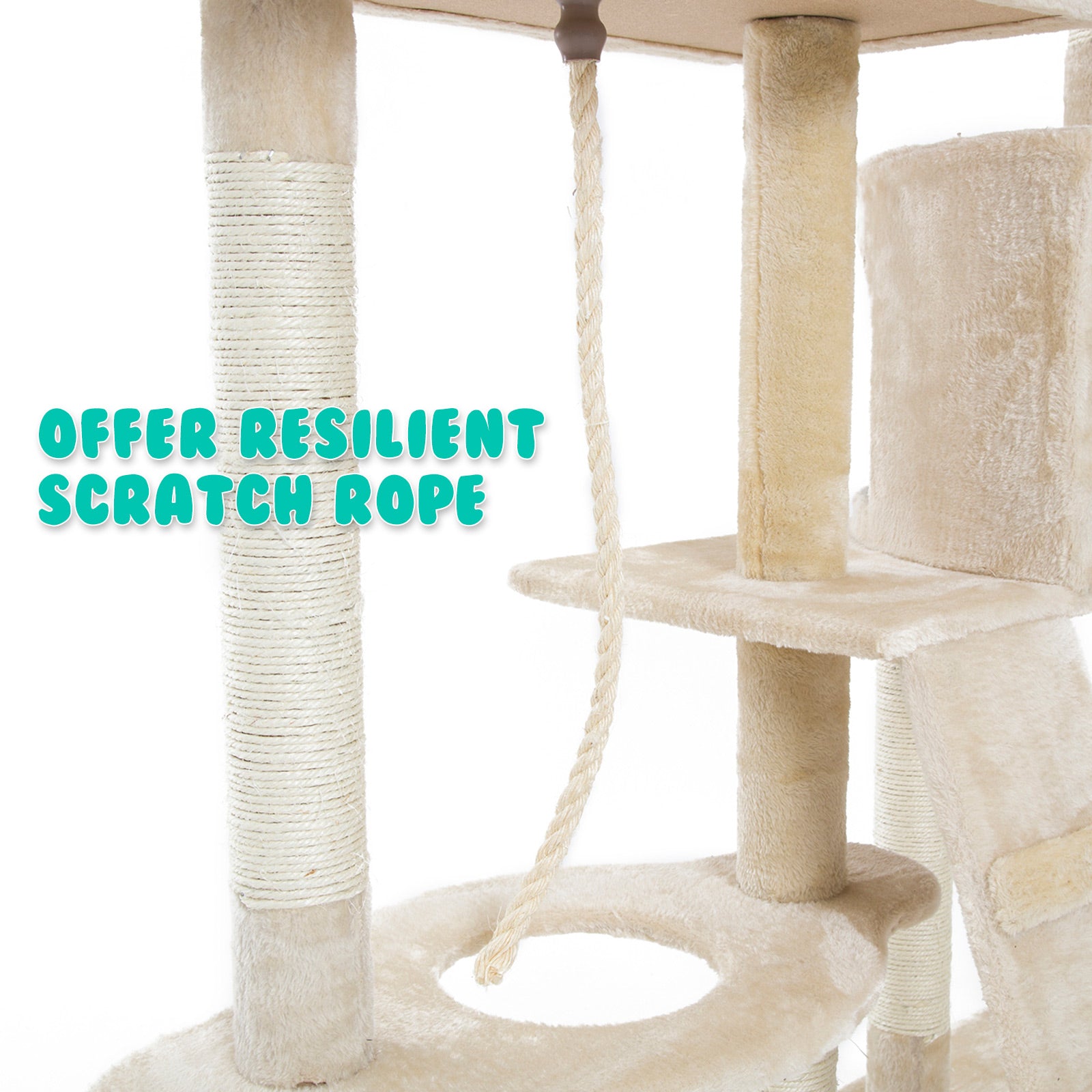 Paw Mate 170cm Beige Cat Tree Danie Multi Level Scratcher-Cat Trees-PEROZ Accessories