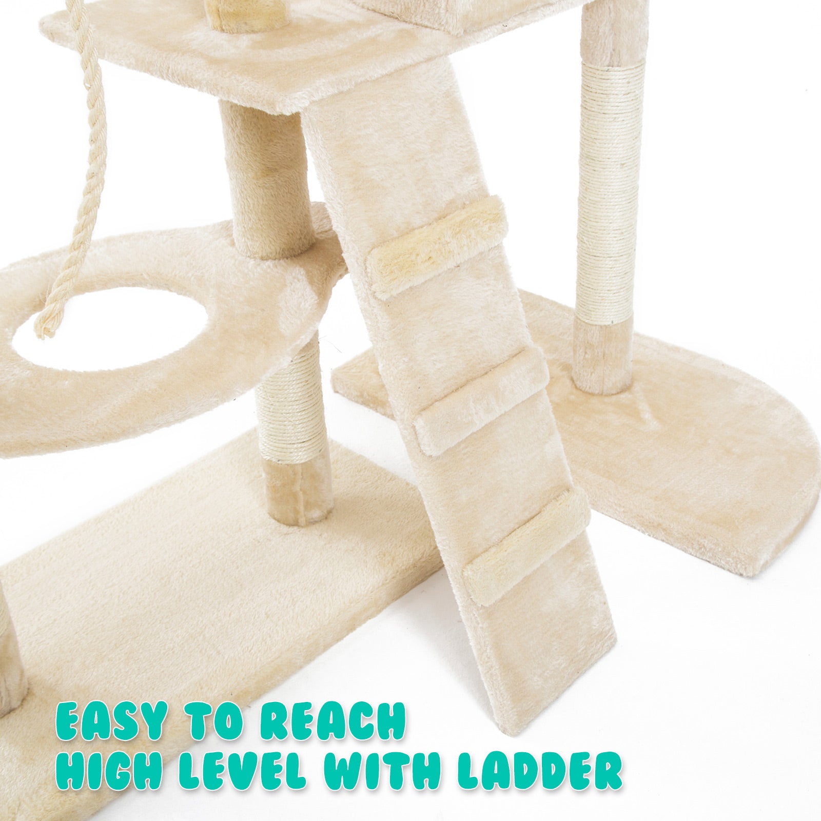 Paw Mate 170cm Beige Cat Tree Danie Multi Level Scratcher-Cat Trees-PEROZ Accessories
