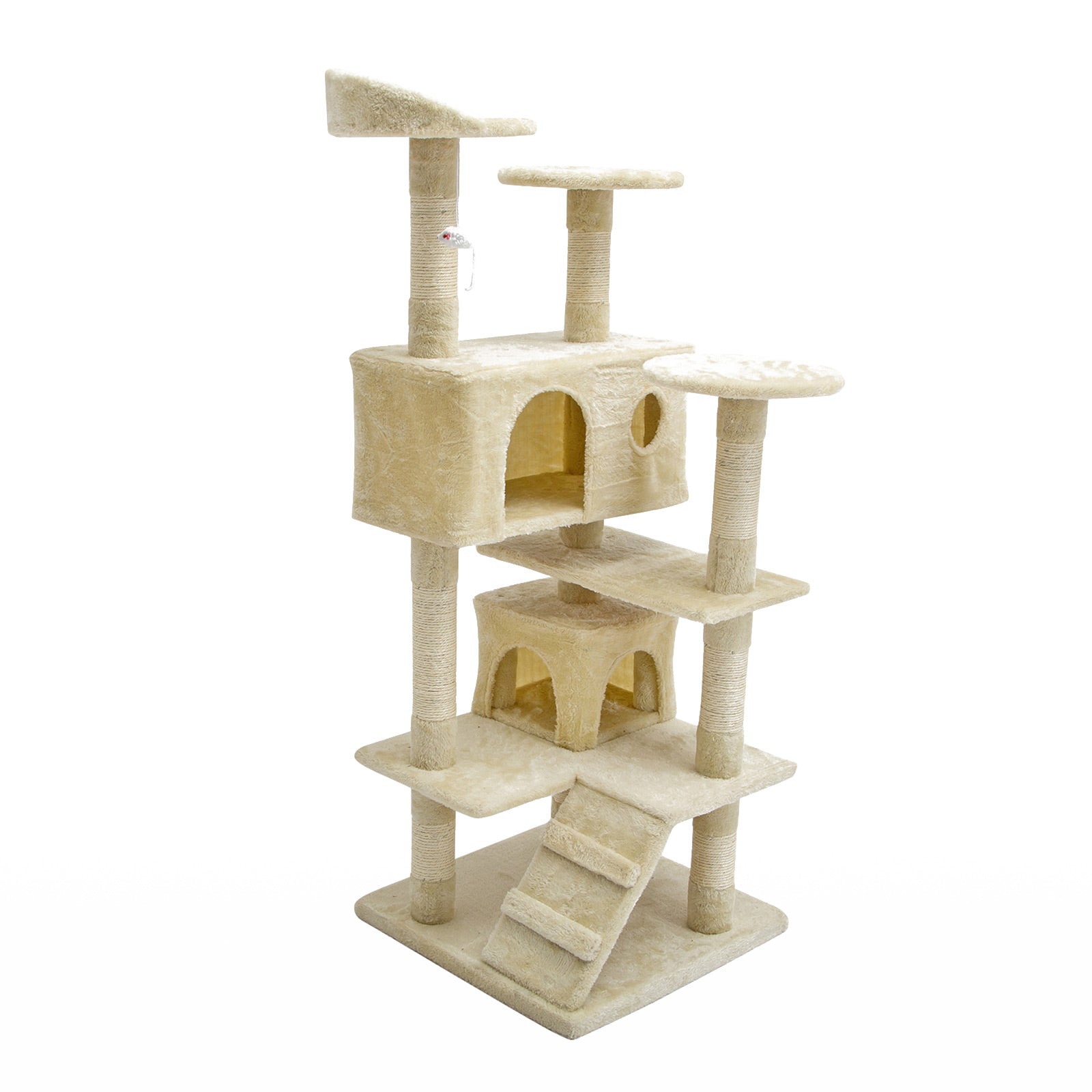 Paw Mate 130cm Beige Cat Tree Soho Multi Level Scratcher-Cat Trees-PEROZ Accessories