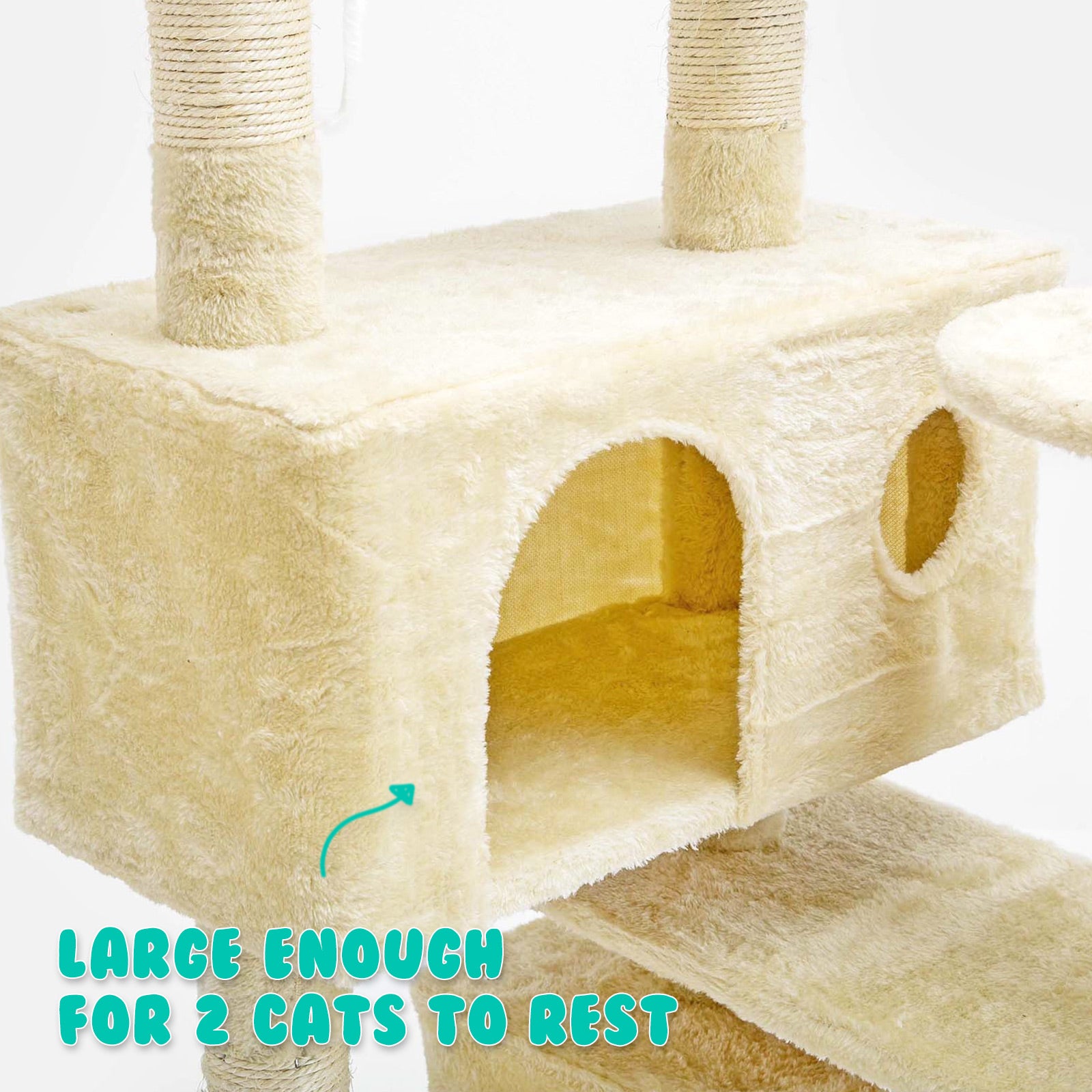 Paw Mate 130cm Beige Cat Tree Soho Multi Level Scratcher-Cat Trees-PEROZ Accessories