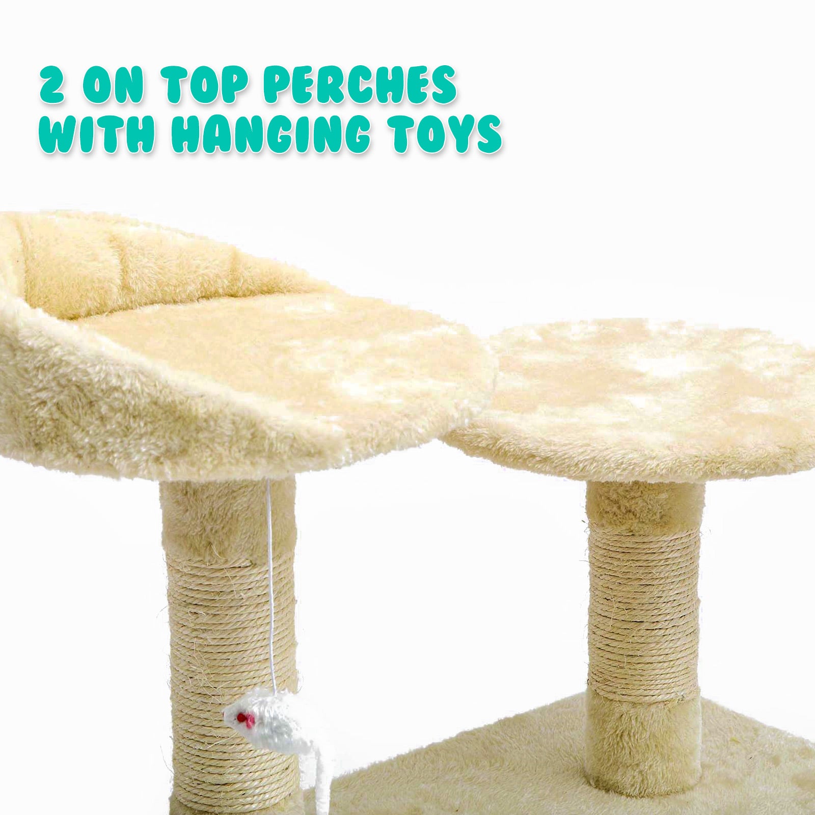 Paw Mate 130cm Beige Cat Tree Soho Multi Level Scratcher-Cat Trees-PEROZ Accessories