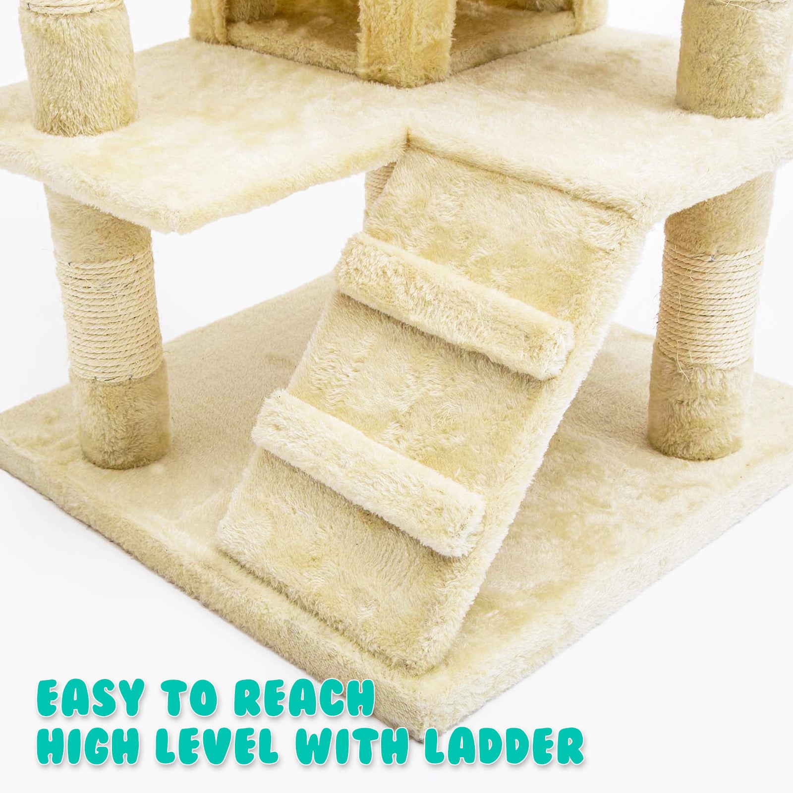 Paw Mate 130cm Beige Cat Tree Soho Multi Level Scratcher-Cat Trees-PEROZ Accessories