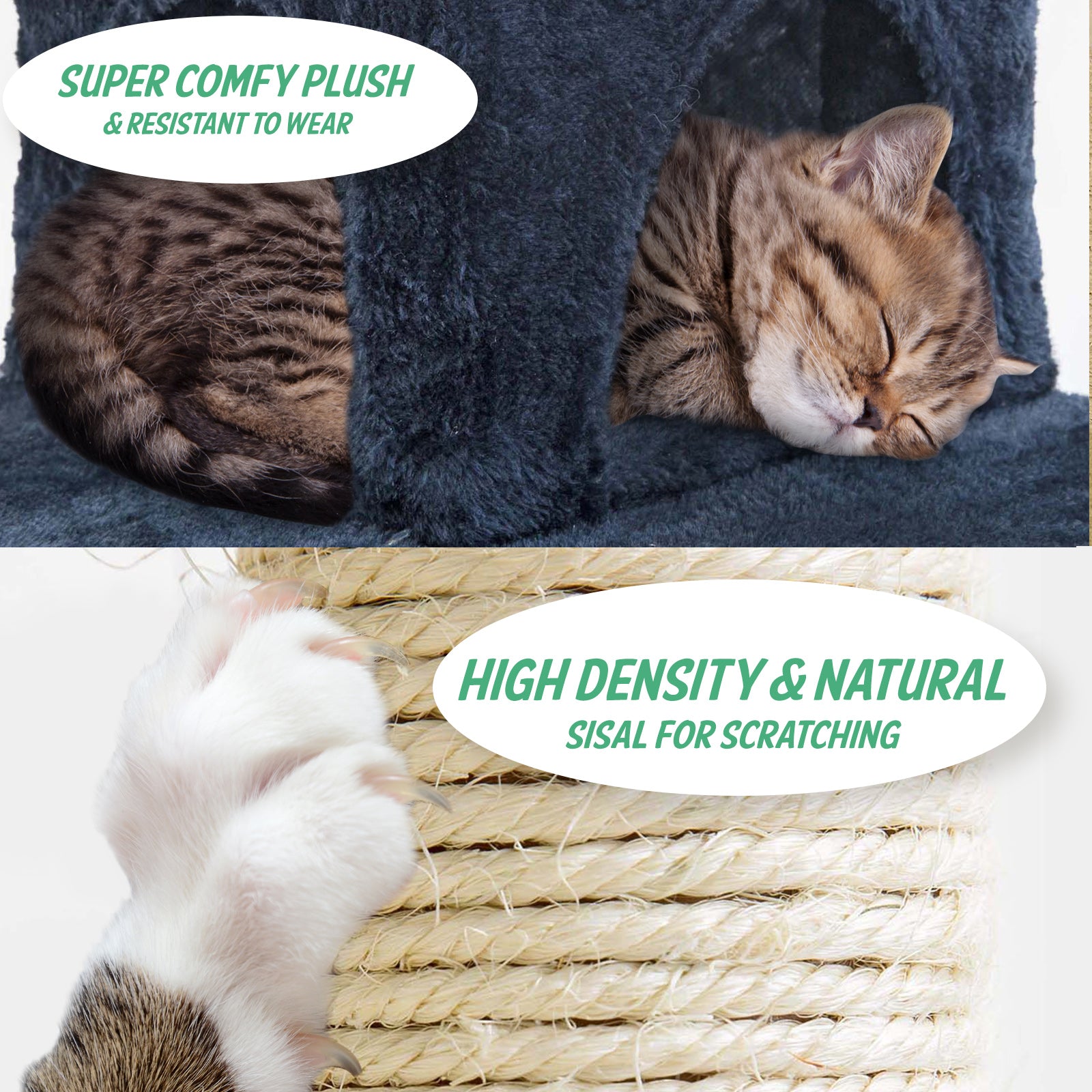 Paw Mate 130cm Blue Cat Tree Soho Multi Level Scratcher-Cat Trees-PEROZ Accessories