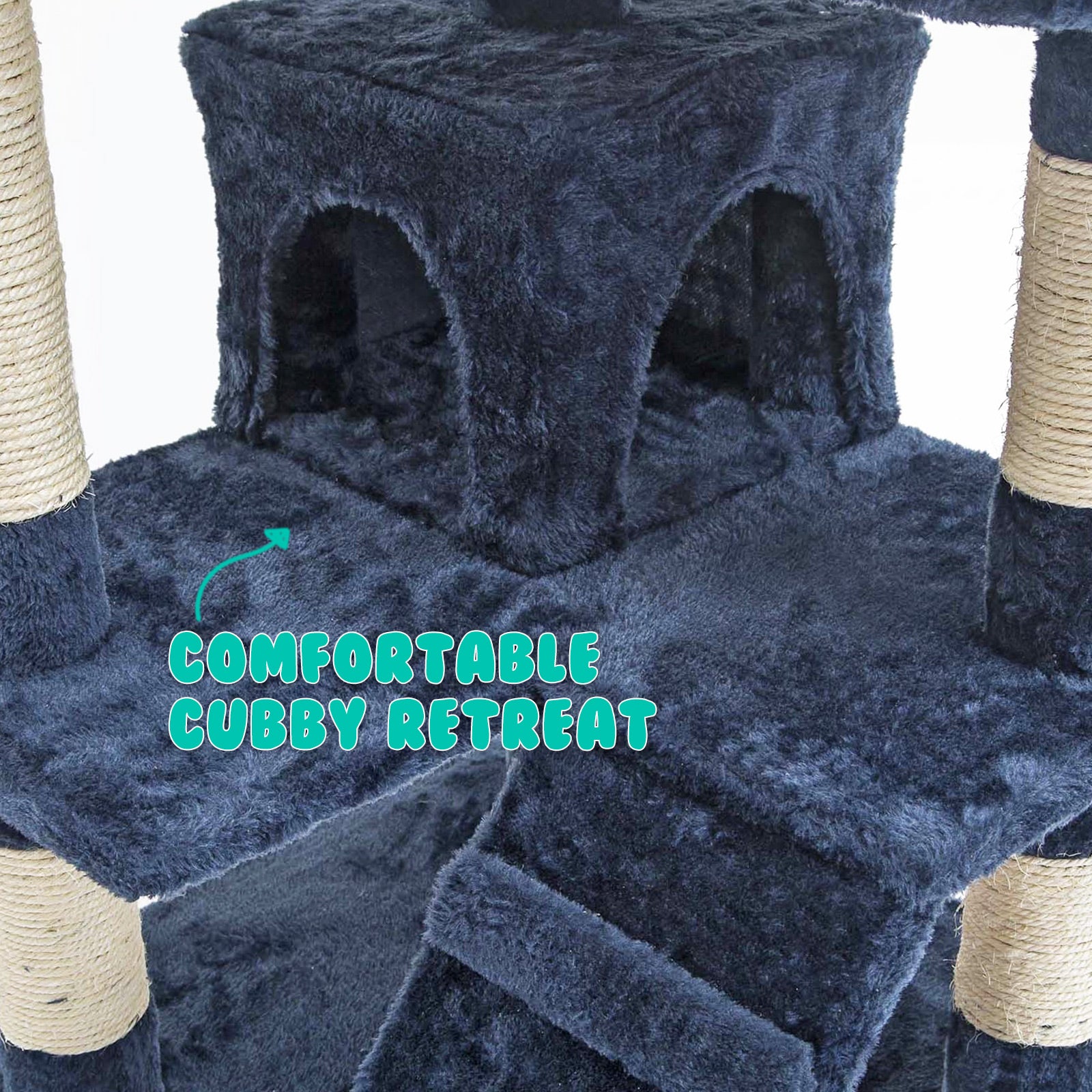 Paw Mate 130cm Blue Cat Tree Soho Multi Level Scratcher-Cat Trees-PEROZ Accessories