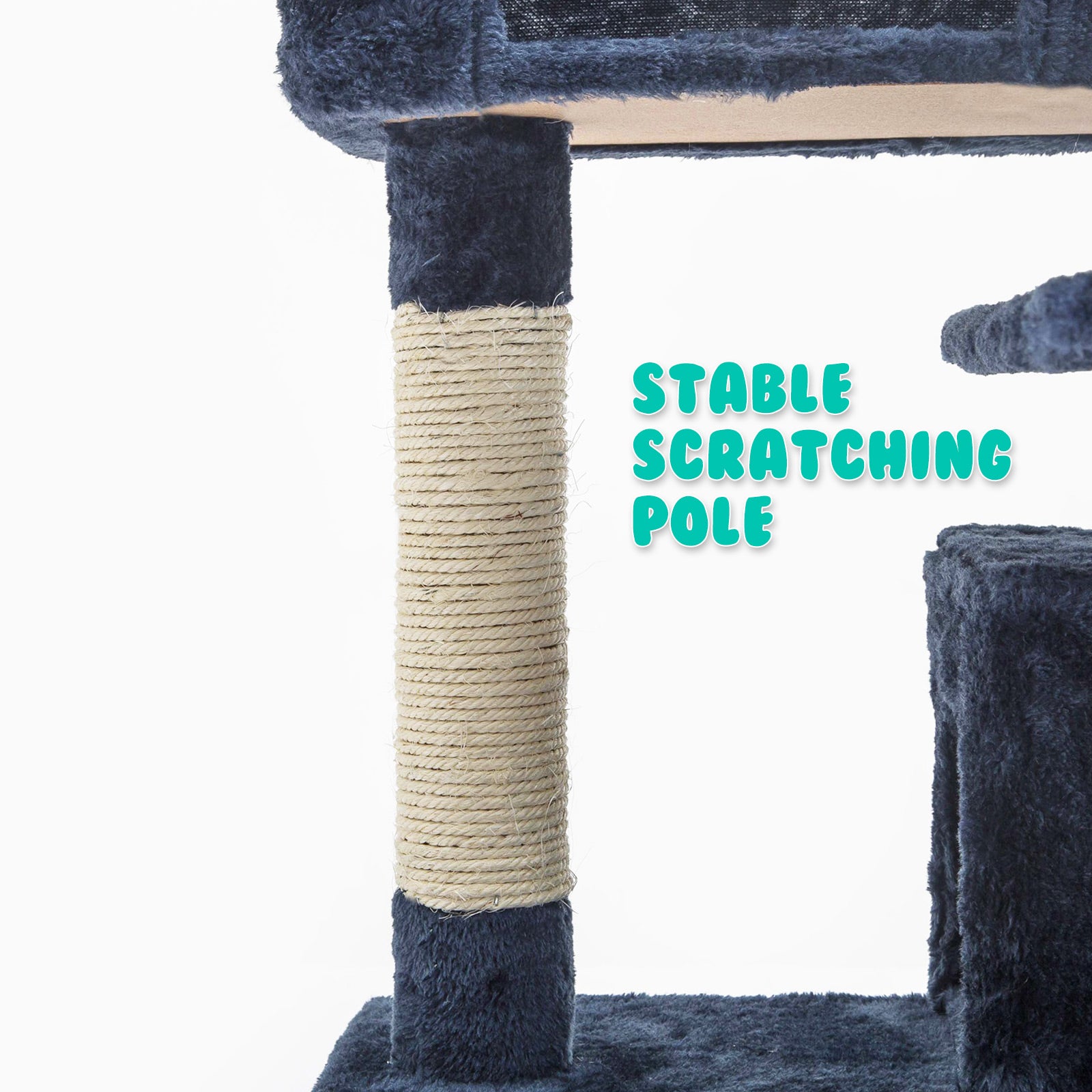 Paw Mate 130cm Blue Cat Tree Soho Multi Level Scratcher-Cat Trees-PEROZ Accessories