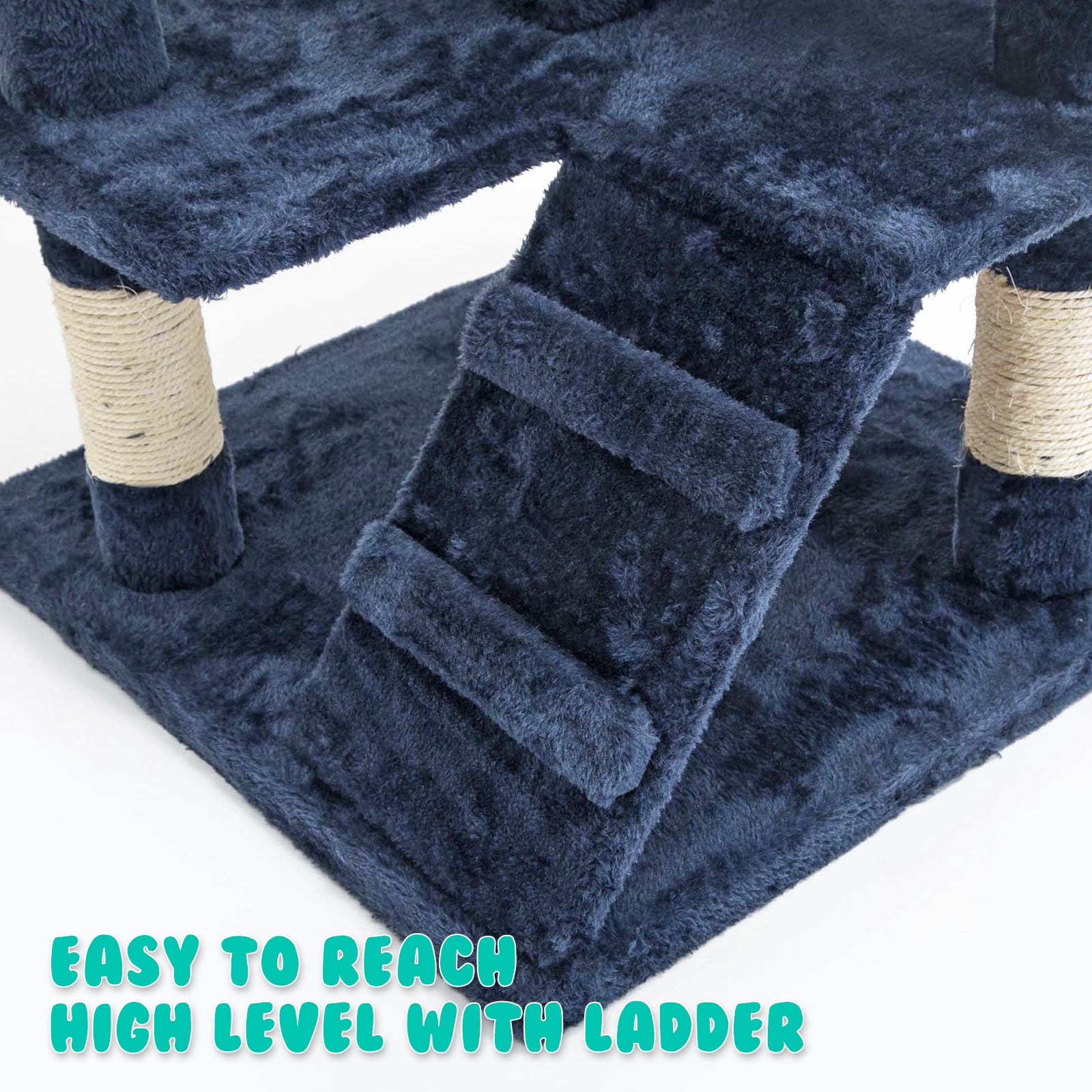 Paw Mate 130cm Blue Cat Tree Soho Multi Level Scratcher-Cat Trees-PEROZ Accessories