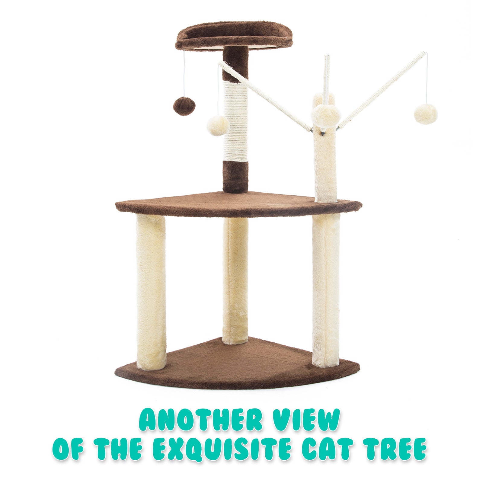 Paw Mate 96cm Brown Cat Tree Luna Multi Level Scratcher-Pet Care > Cat Supplies-PEROZ Accessories