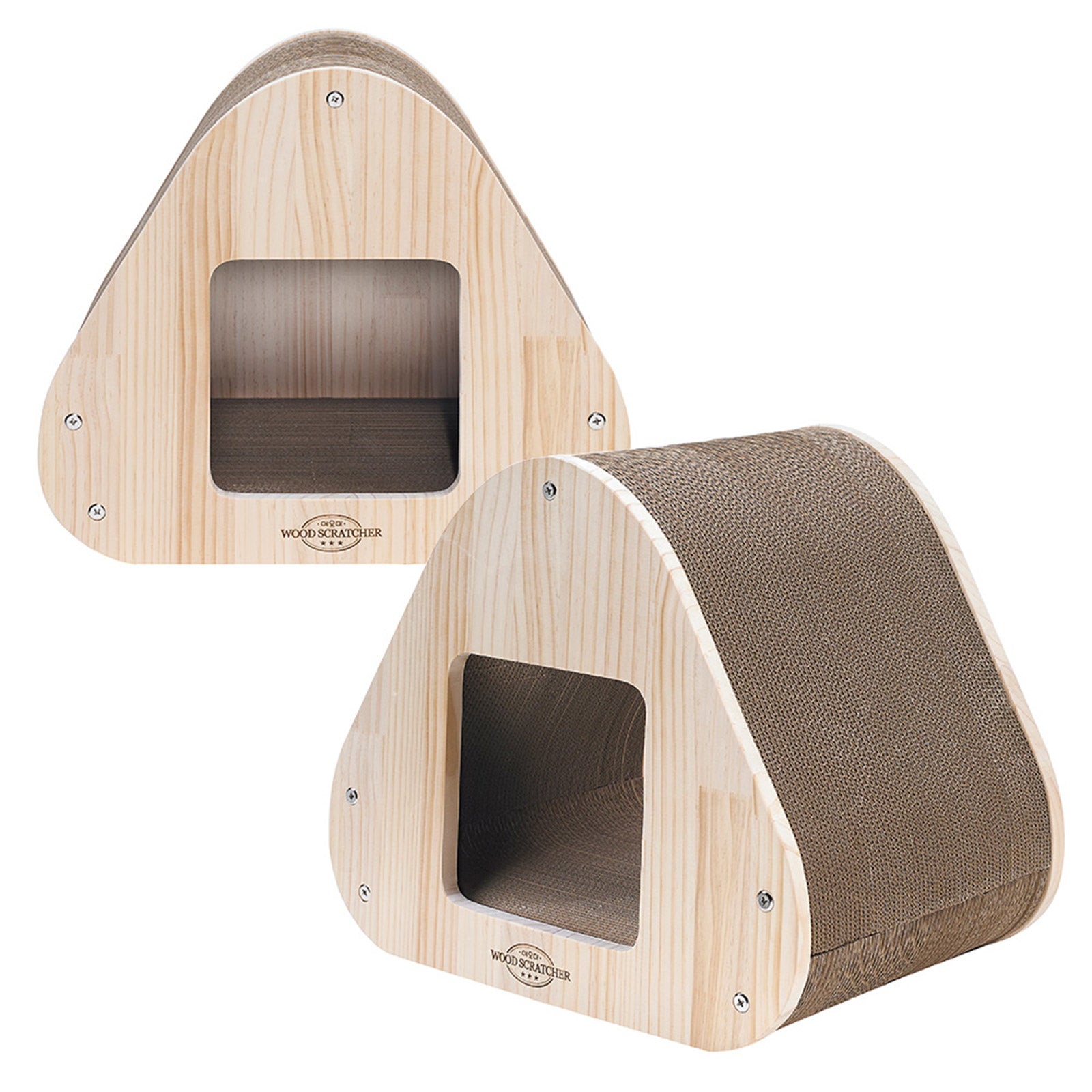 Yaomi Wood Triangle Cat Scratcher Sofa Pet Bed-Pet Care > Cat Supplies-PEROZ Accessories