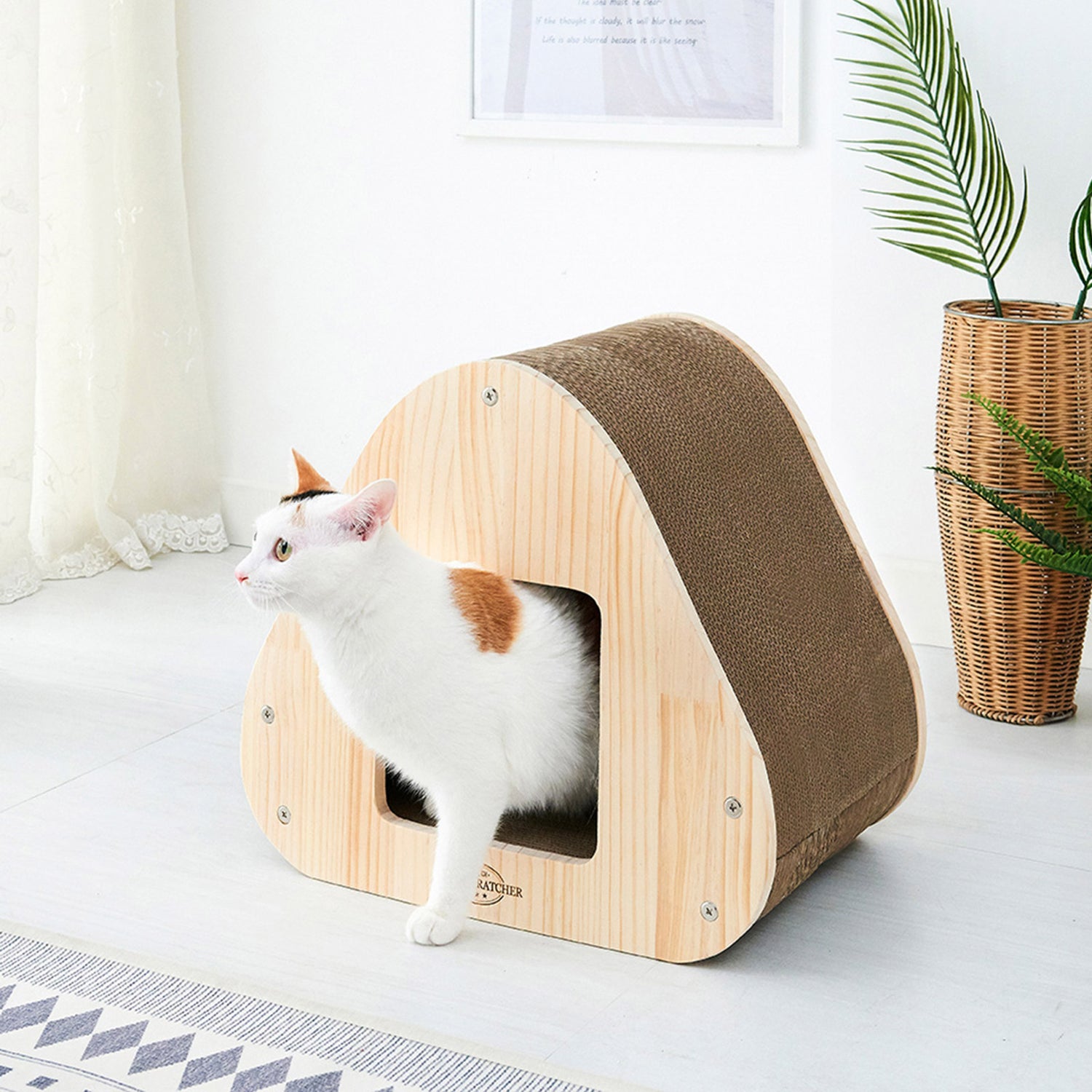 Yaomi Wood Triangle Cat Scratcher Sofa Pet Bed-Pet Care > Cat Supplies-PEROZ Accessories