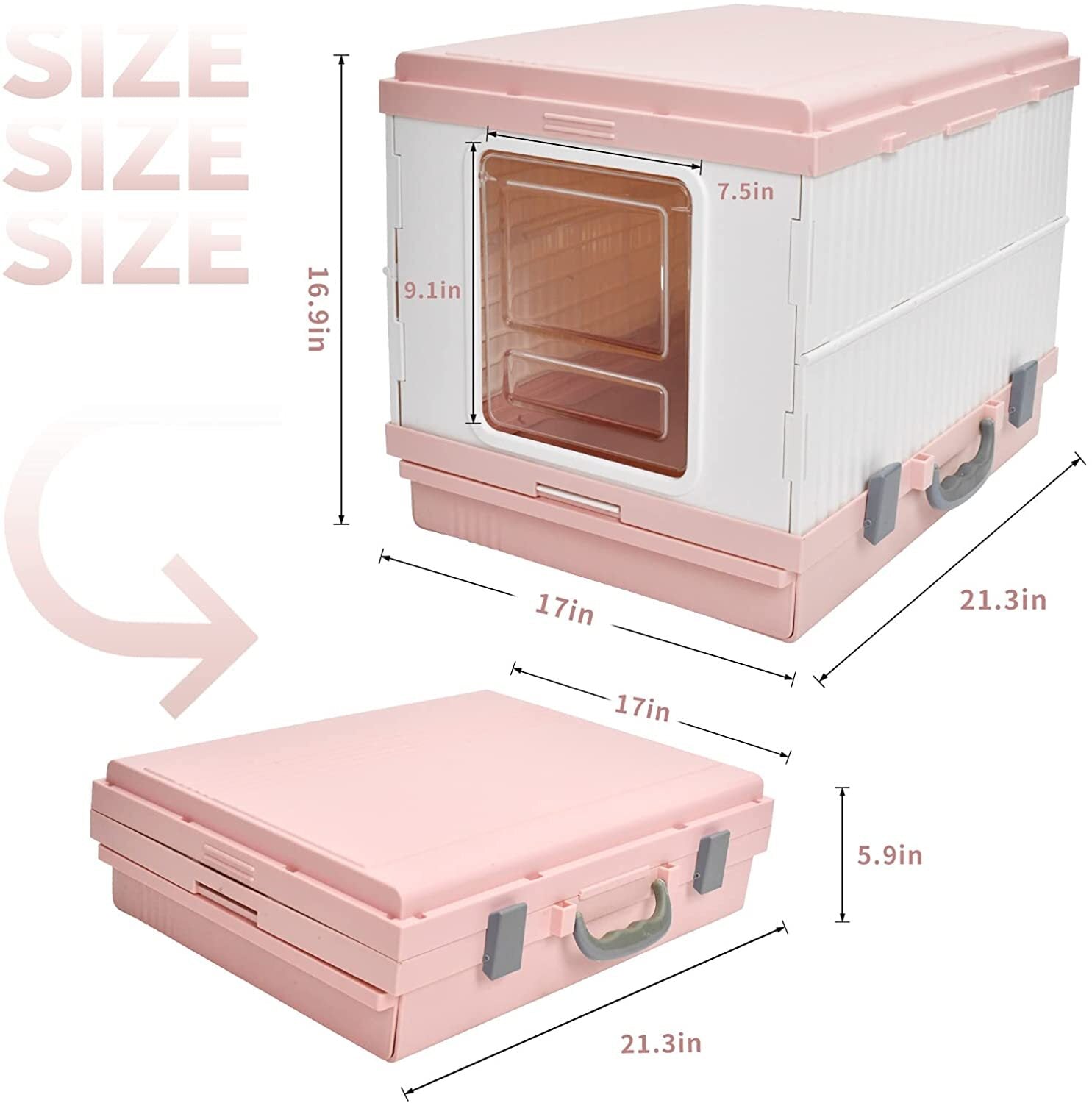 YES4PETS XL Portable Cat Toilet Litter Box Tray Foldable House with Handle and Scoop Pink-Pet Care > Cat Supplies-PEROZ Accessories