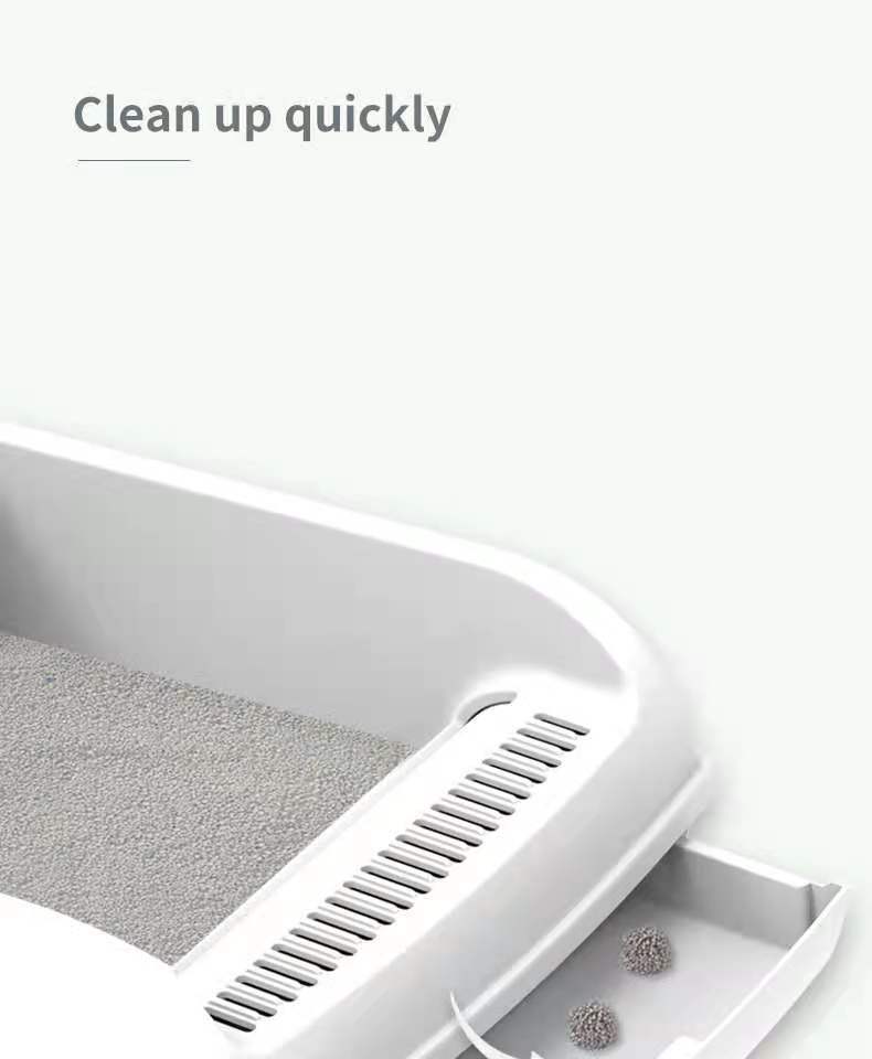 YES4PETS Large Cat Litter Tray Box Kitty Toilet with Rack Scoop Drawer-Style Cleaning Box White-Pet Care > Cat Supplies-PEROZ Accessories