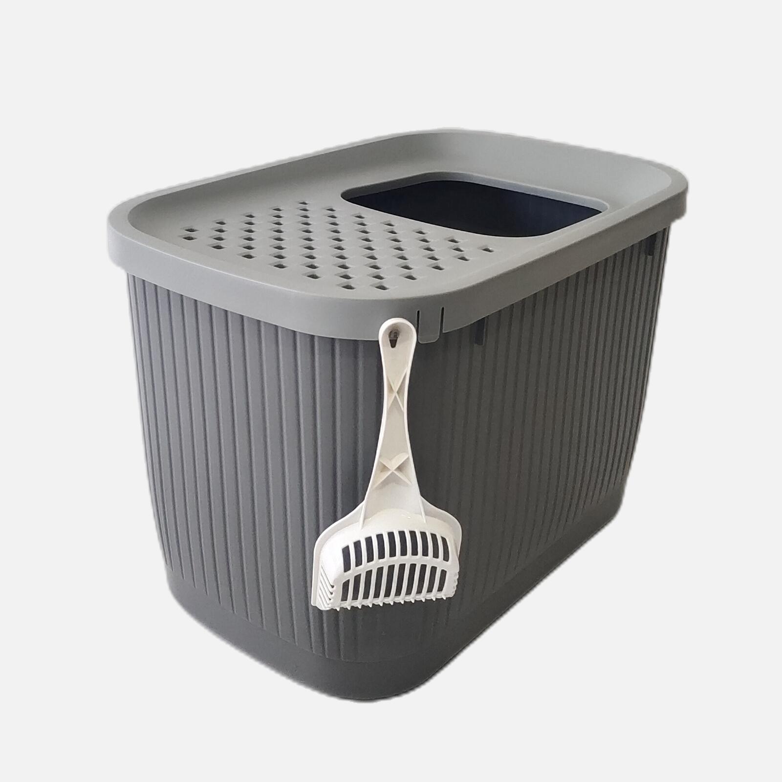 YES4PETS XXL Top Entry Cat Litter Box No Mess Large Enclosed Covered Kitty Tray Grey-Pet Care > Cat Supplies-PEROZ Accessories