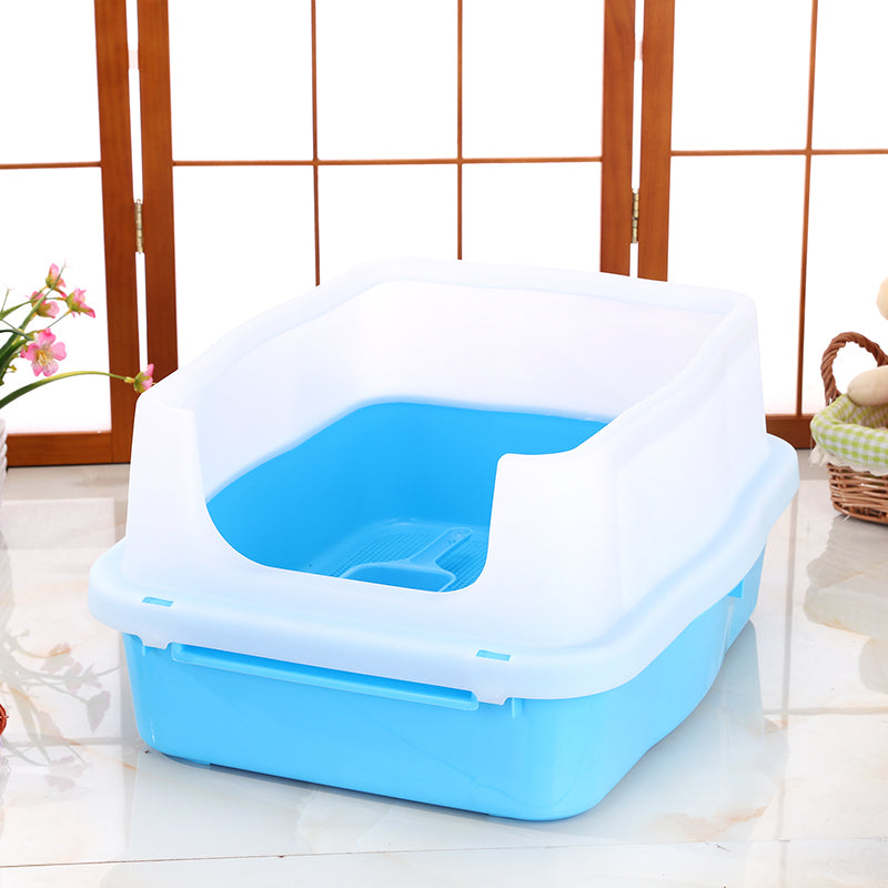 YES4PETS Large Deep Cat Kitty Litter Tray High Wall Pet Toilet Tray With Scoop Blue-Pet Care > Cat Supplies-PEROZ Accessories