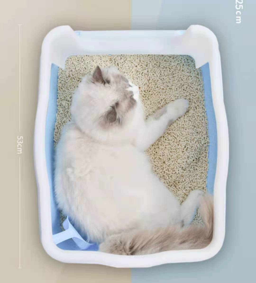YES4PETS Large Deep Cat Kitty Litter Tray High Wall Pet Toilet Tray With Scoop Blue-Pet Care > Cat Supplies-PEROZ Accessories
