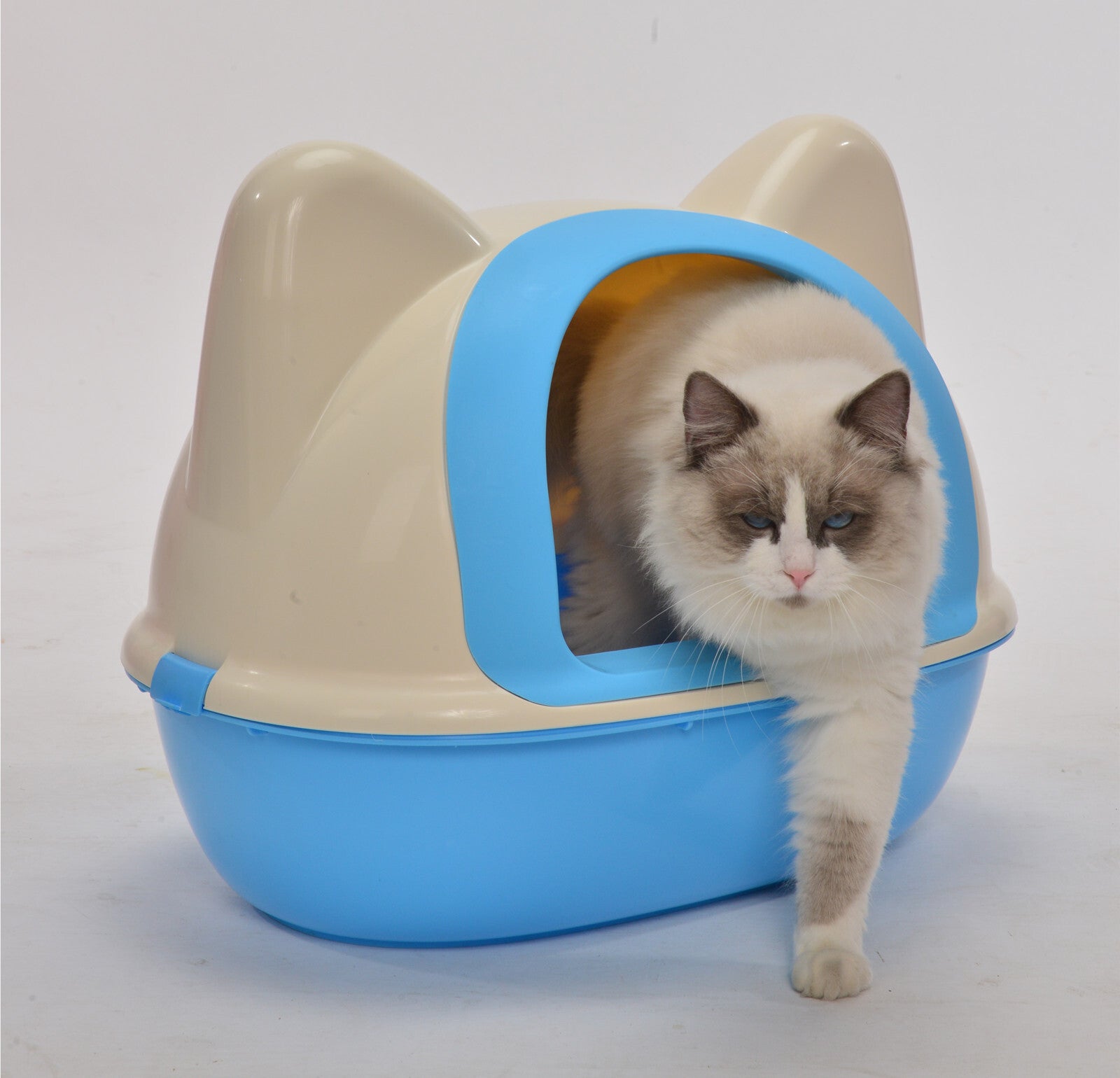 YES4PETS Medium Hooded Cat Toilet Litter Box Tray House With Scoop Blue-Pet Care > Cat Supplies-PEROZ Accessories