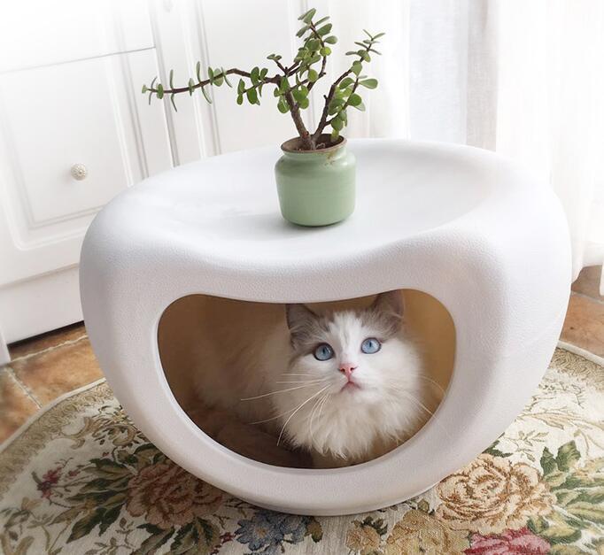 YES4PETS Cat Kitten Bed Cave Small Dog House Kennel Plastic Pet Pod Bedding Igloo White-Pet Care > Cat Supplies-PEROZ Accessories