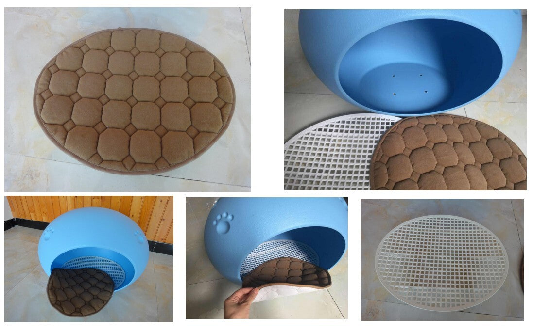 Medium Cave Cat Kitten Box Igloo Cat Bed House Dog Puppy House-Blue-Pet Beds-PEROZ Accessories