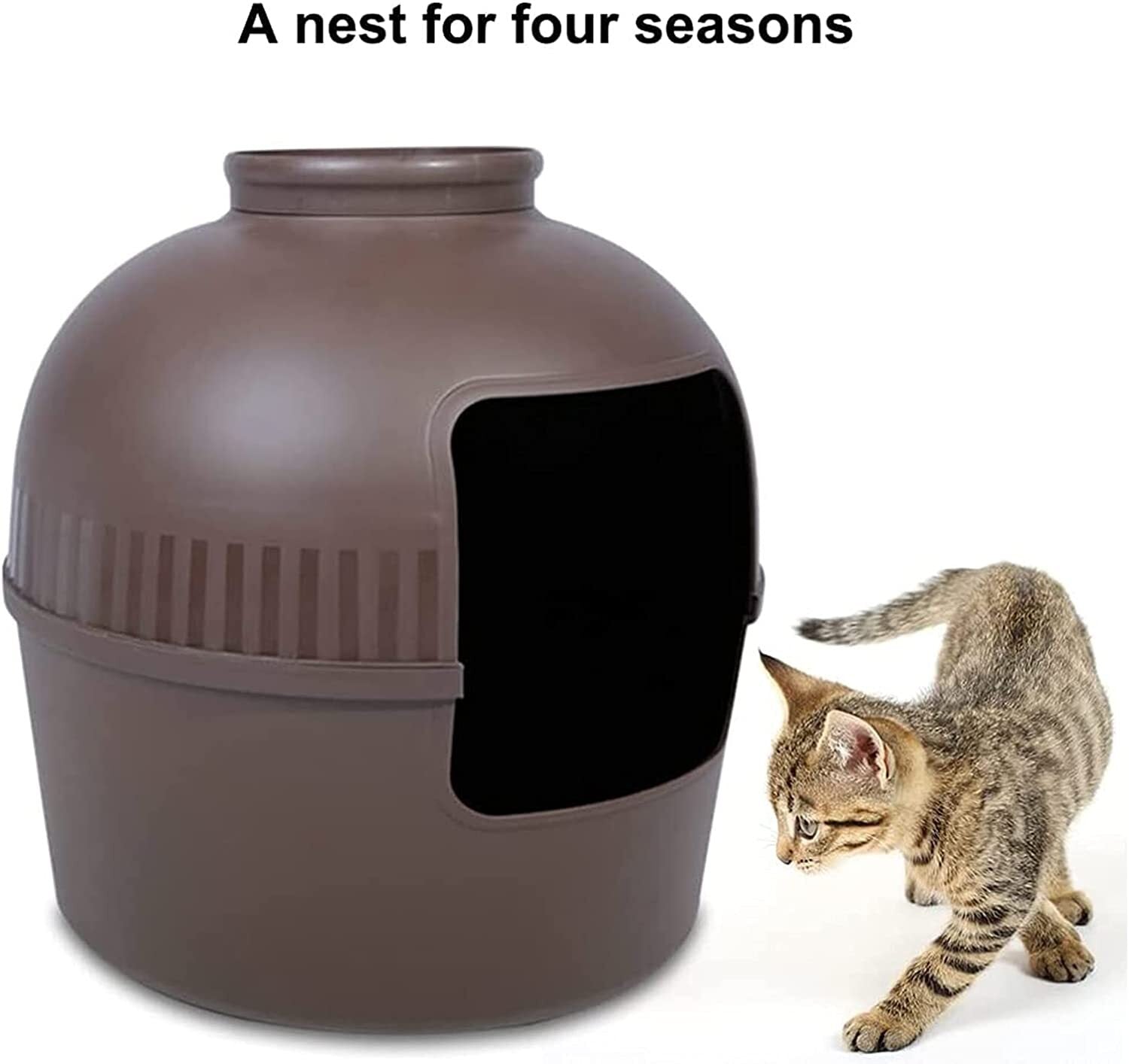YES4PETS Multifunctional Cat Litter Box Pet Cat House Semi-Enclosed Brown-Pet Care > Cat Supplies-PEROZ Accessories