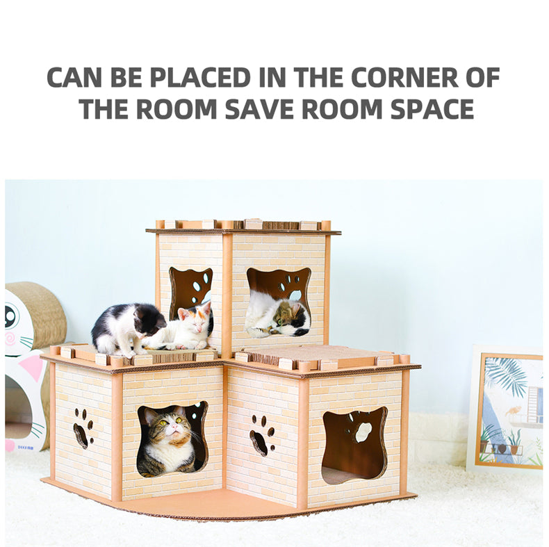 YES4PETS Cat Cardboard House Tower Condo Scratcher Pet Post Pad Mat Furniture-Pet Care > Cat Supplies-PEROZ Accessories