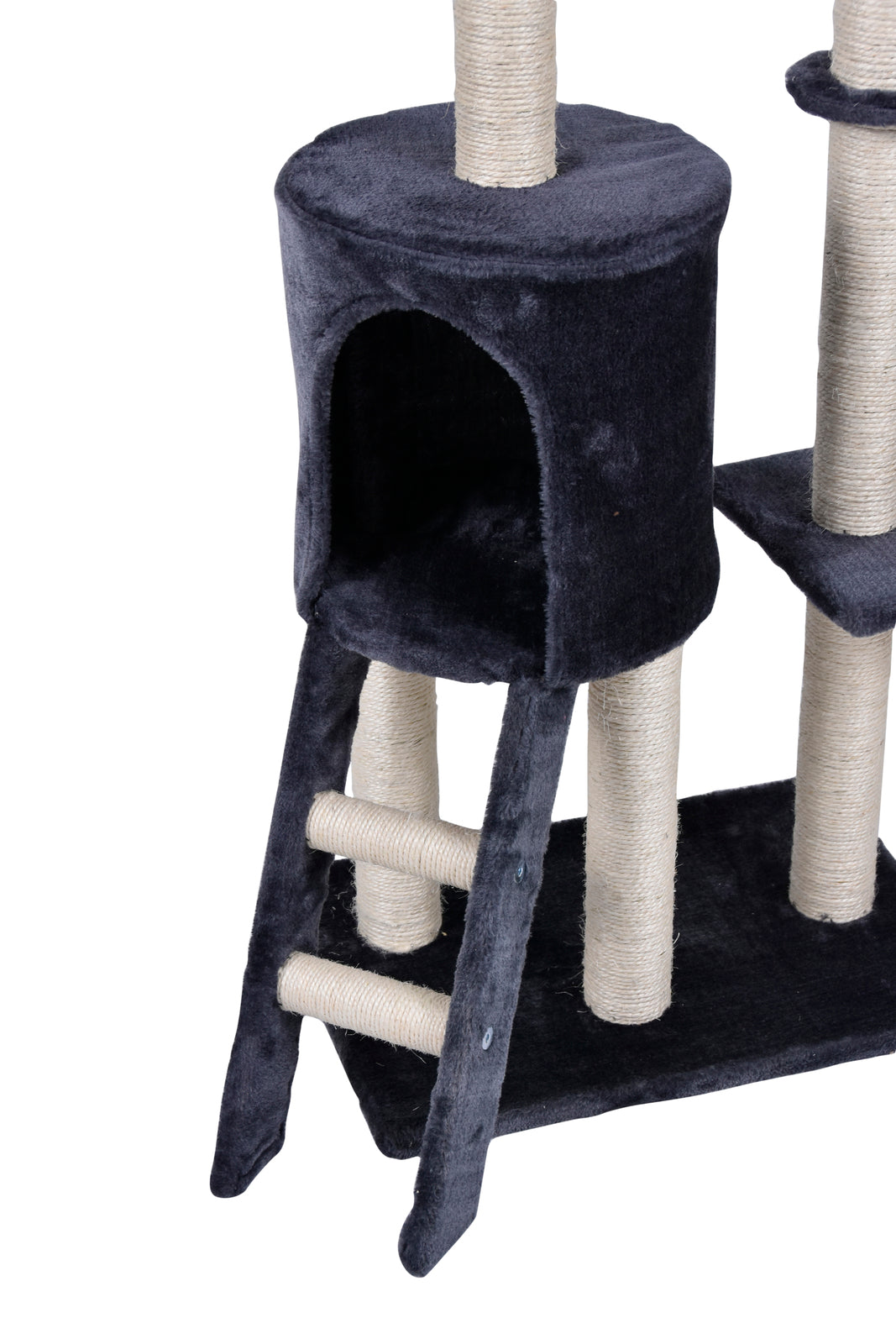 YES4PETS 138cm Cat Scratching Post Tree Post House Tower with Ladder-Grey-Cat Trees-PEROZ Accessories