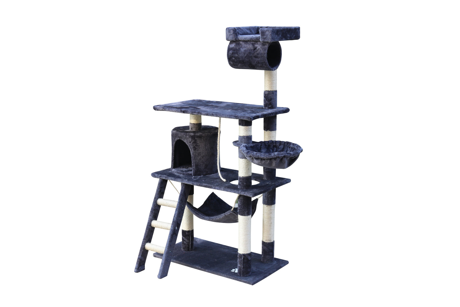 YES4PETS 140 cm Cat Kitten Scratching Post Tree W ladder & Hammock-Grey-Cat Trees-PEROZ Accessories