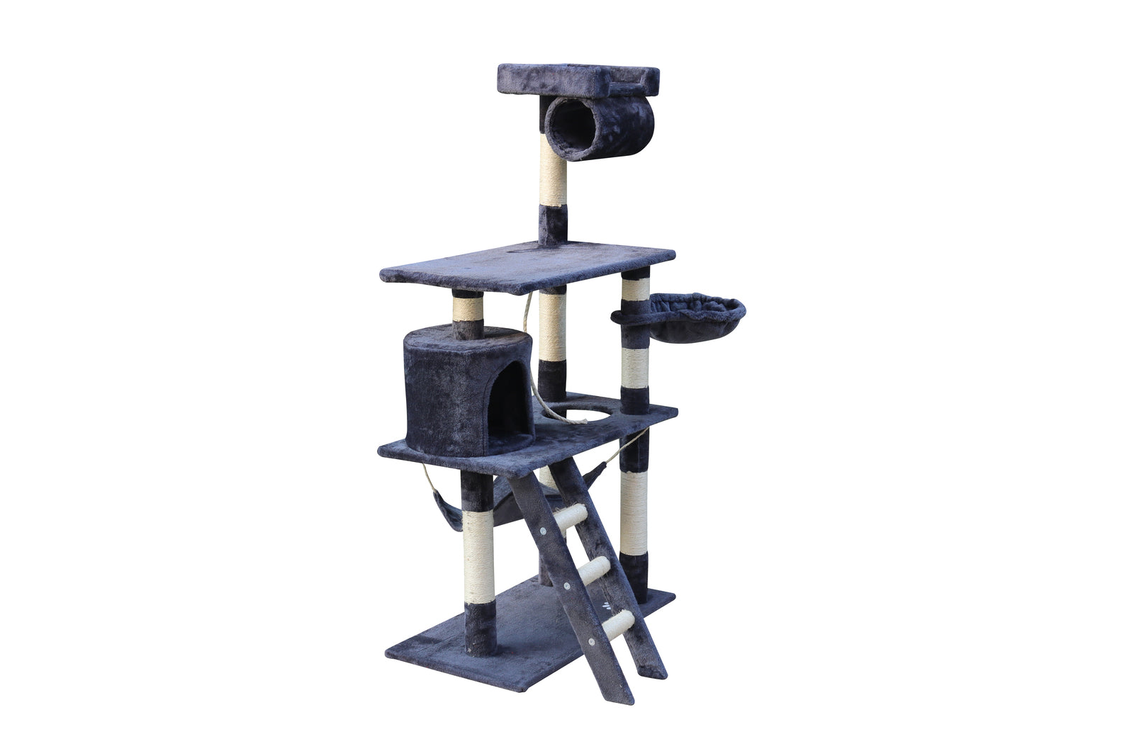 YES4PETS 140 cm Cat Kitten Scratching Post Tree W ladder & Hammock-Grey-Cat Trees-PEROZ Accessories