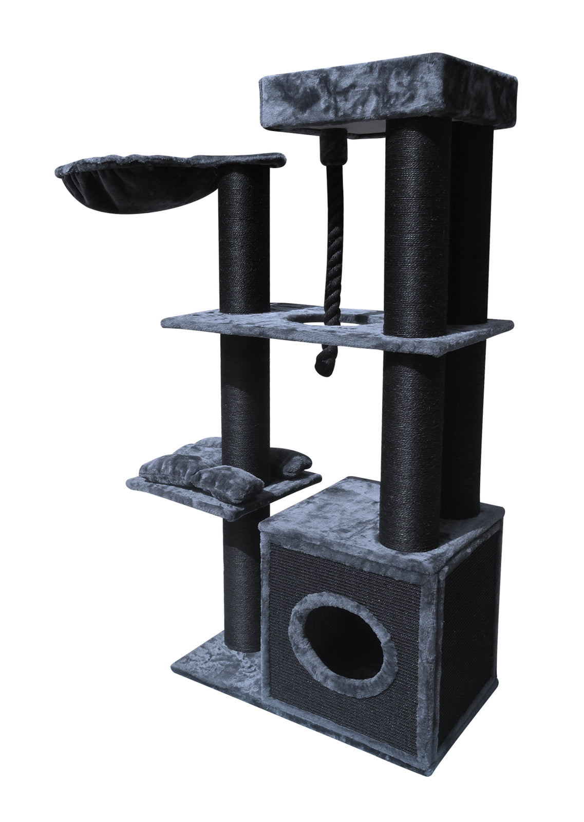 YES4PETS 160 cm XL Multi Level Cat Scratching Post Tree Scratcher 14cm Thick Pole- Grey-Cat Trees-PEROZ Accessories