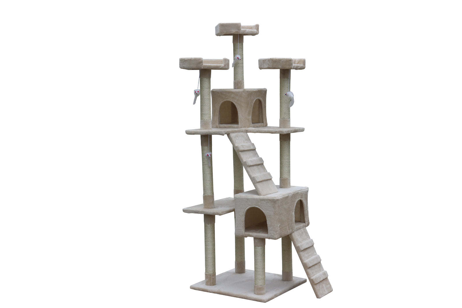 YES4PETS 180 cm Cat Kitten Scratching Post Tree W ladder-Beige-Pet Care > Cat Supplies-PEROZ Accessories