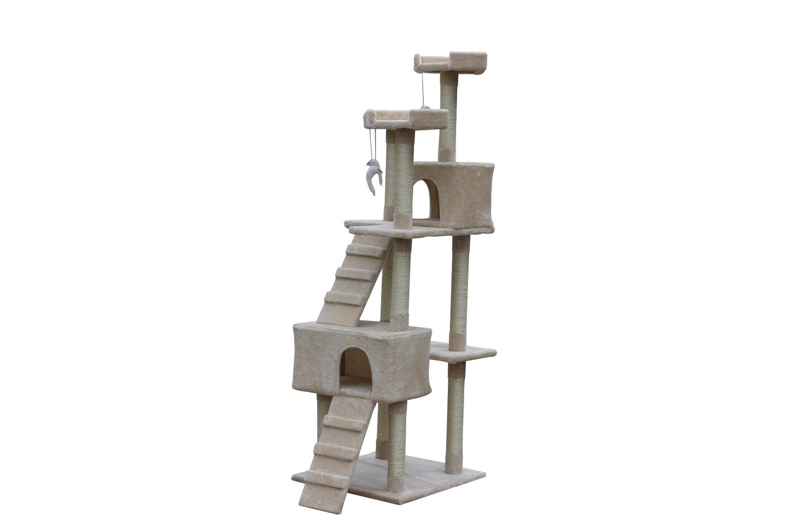 YES4PETS 180 cm Cat Kitten Scratching Post Tree W ladder-Beige-Pet Care > Cat Supplies-PEROZ Accessories
