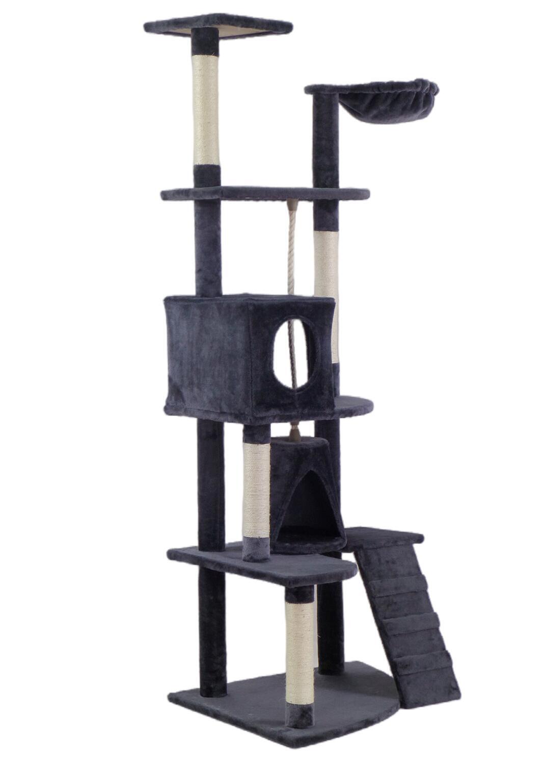 YES4PETS 193cm Cat Scratching Tree Post Sisal Pole Scratching Post Scratcher Tower Condo Grey-Cat Trees-PEROZ Accessories