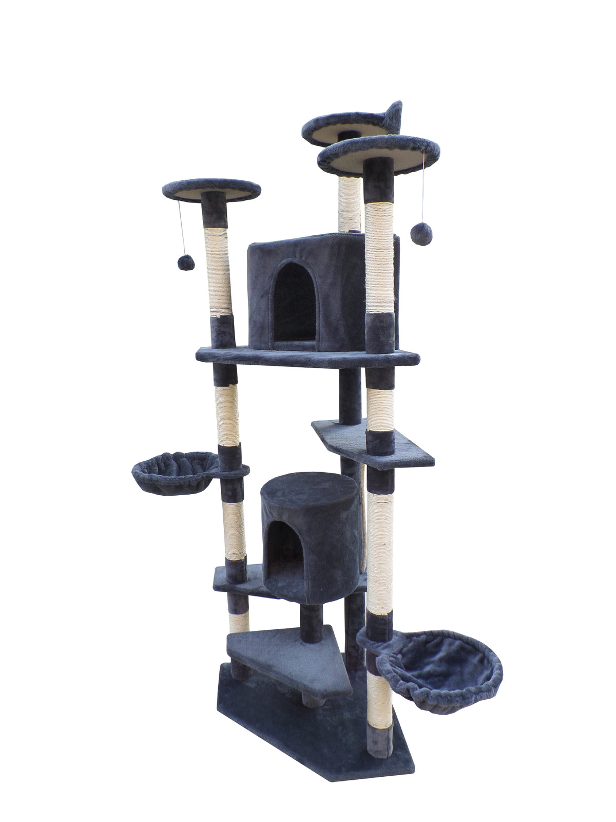YES4PETS 200 cm Cat Scratching Post Tree Scratcher Corner Tower Furniture- Grey-Cat Trees-PEROZ Accessories